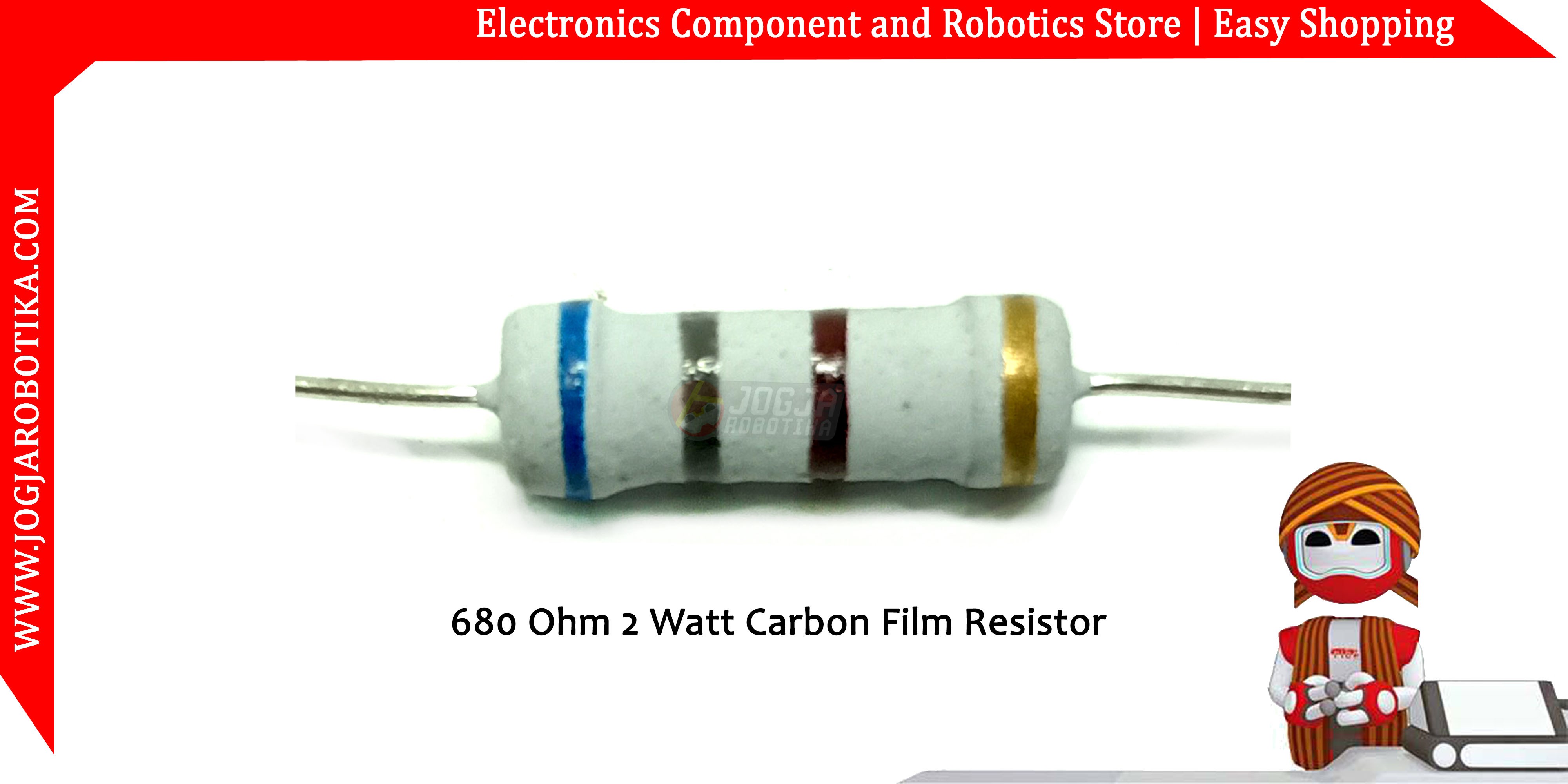680 Ohm 2 Watt Carbon Film Resistor