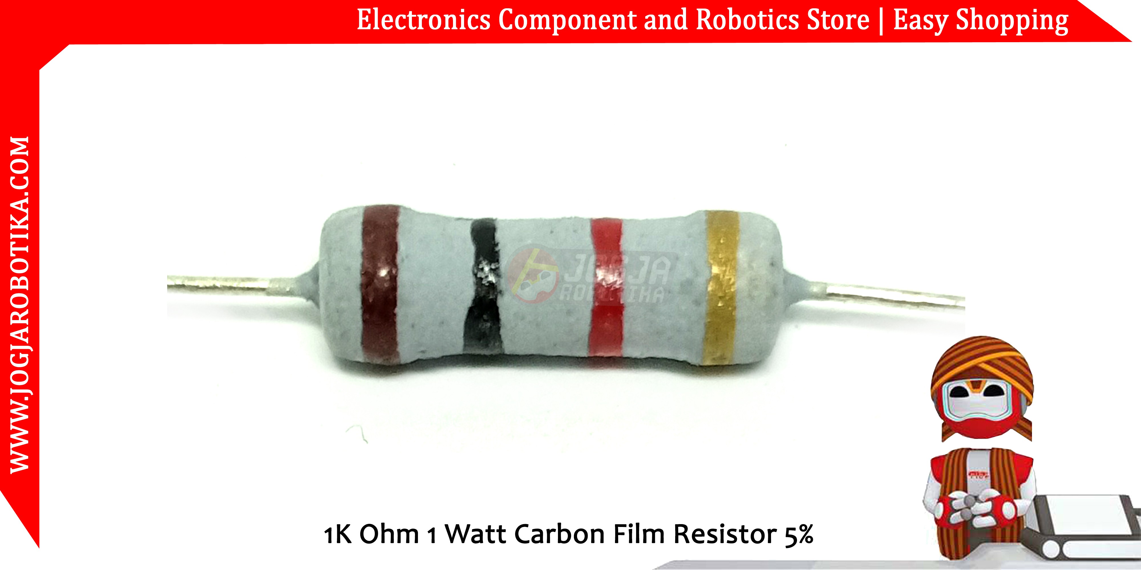 1K Ohm 1 Watt Carbon Film Resistor