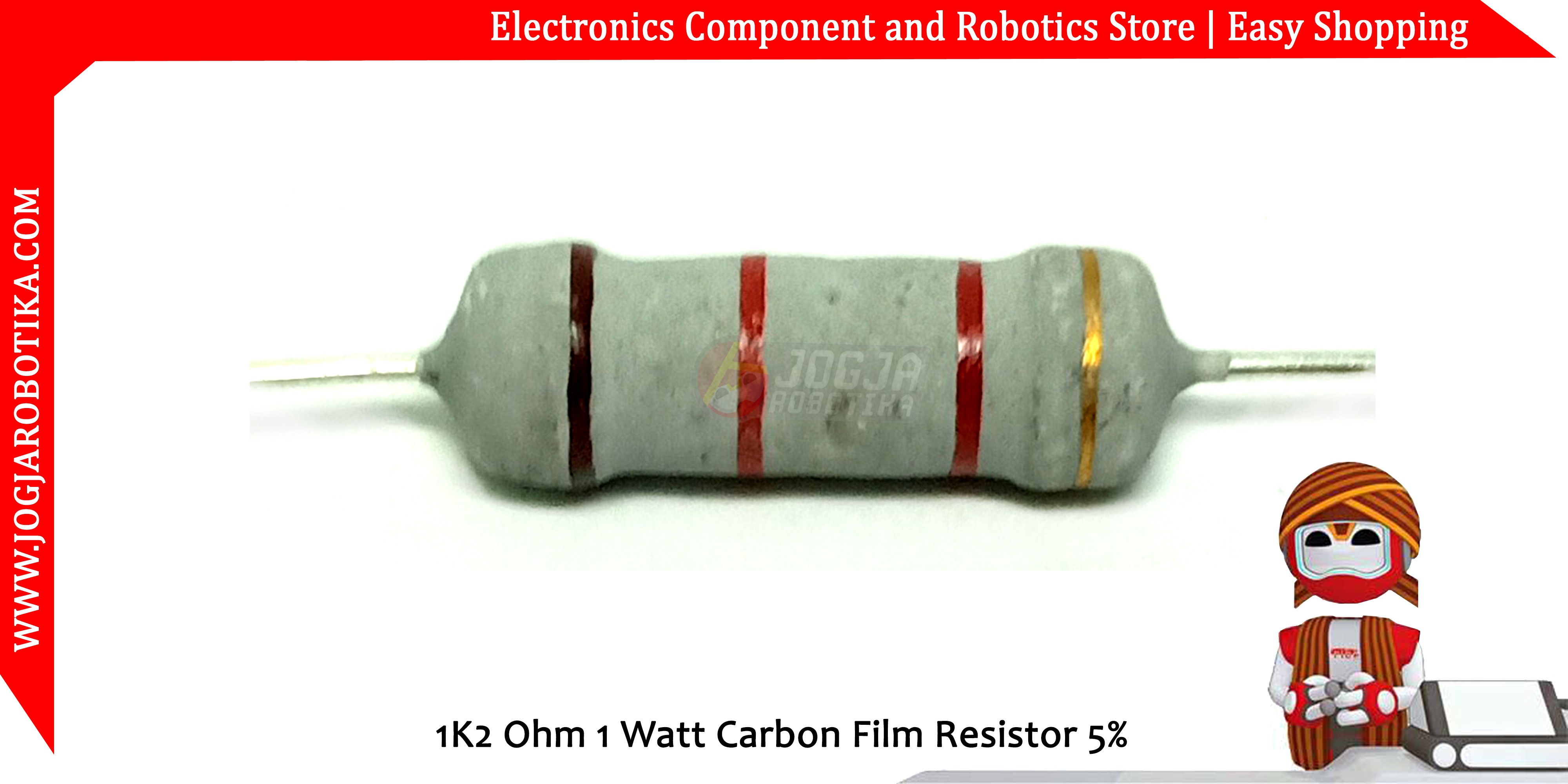 1K2 Ohm 1 Watt Carbon Film Resistor