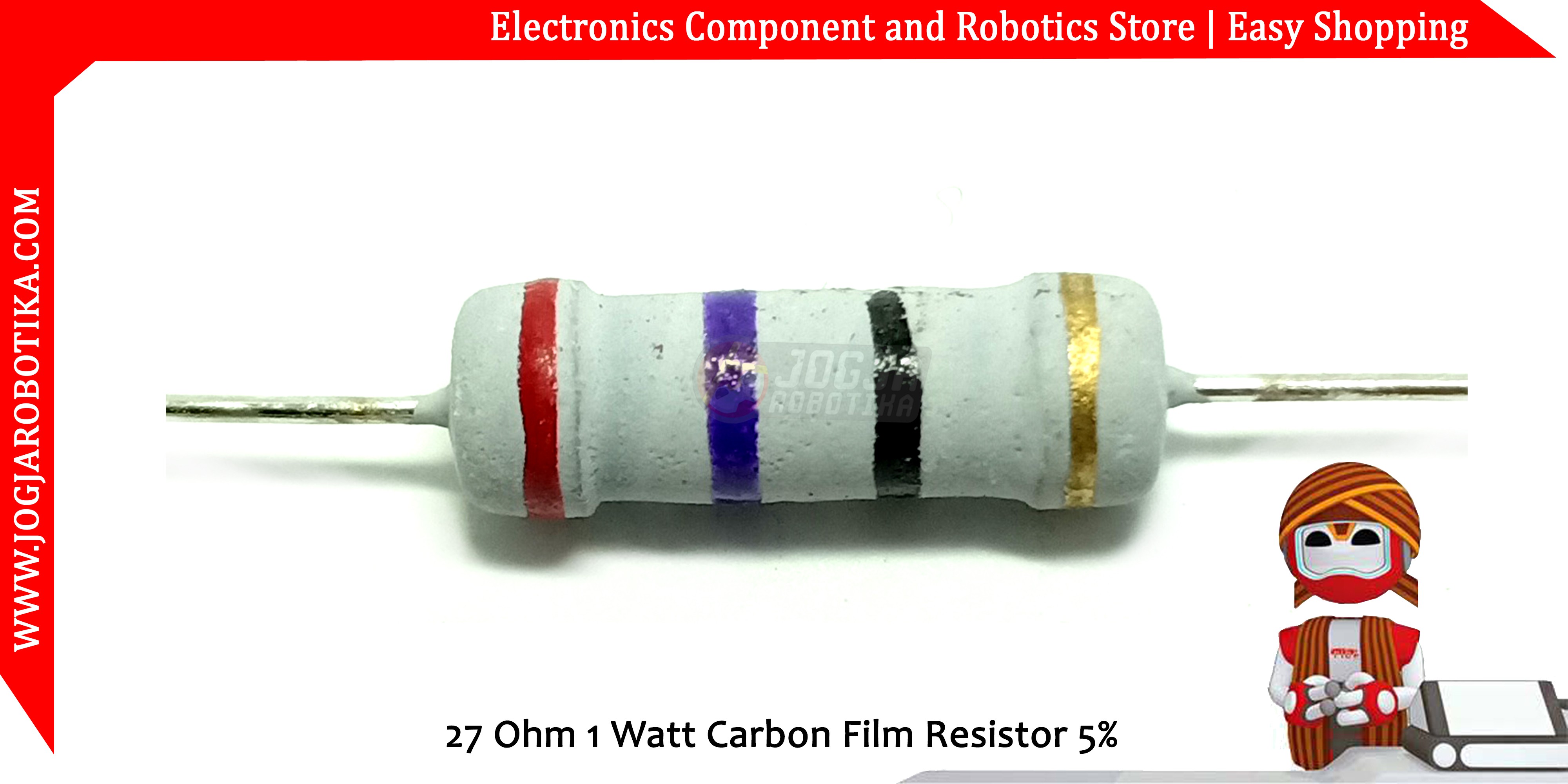 27 Ohm 1 Watt Carbon Film Resistor