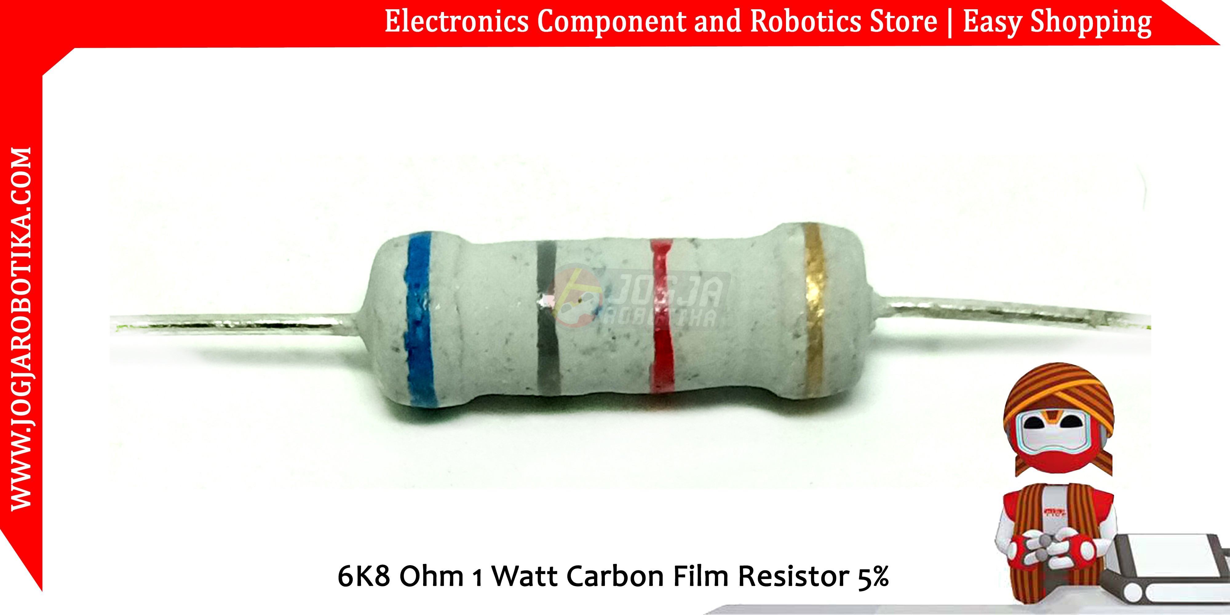 6K8 Ohm 1 Watt Carbon Film Resistor