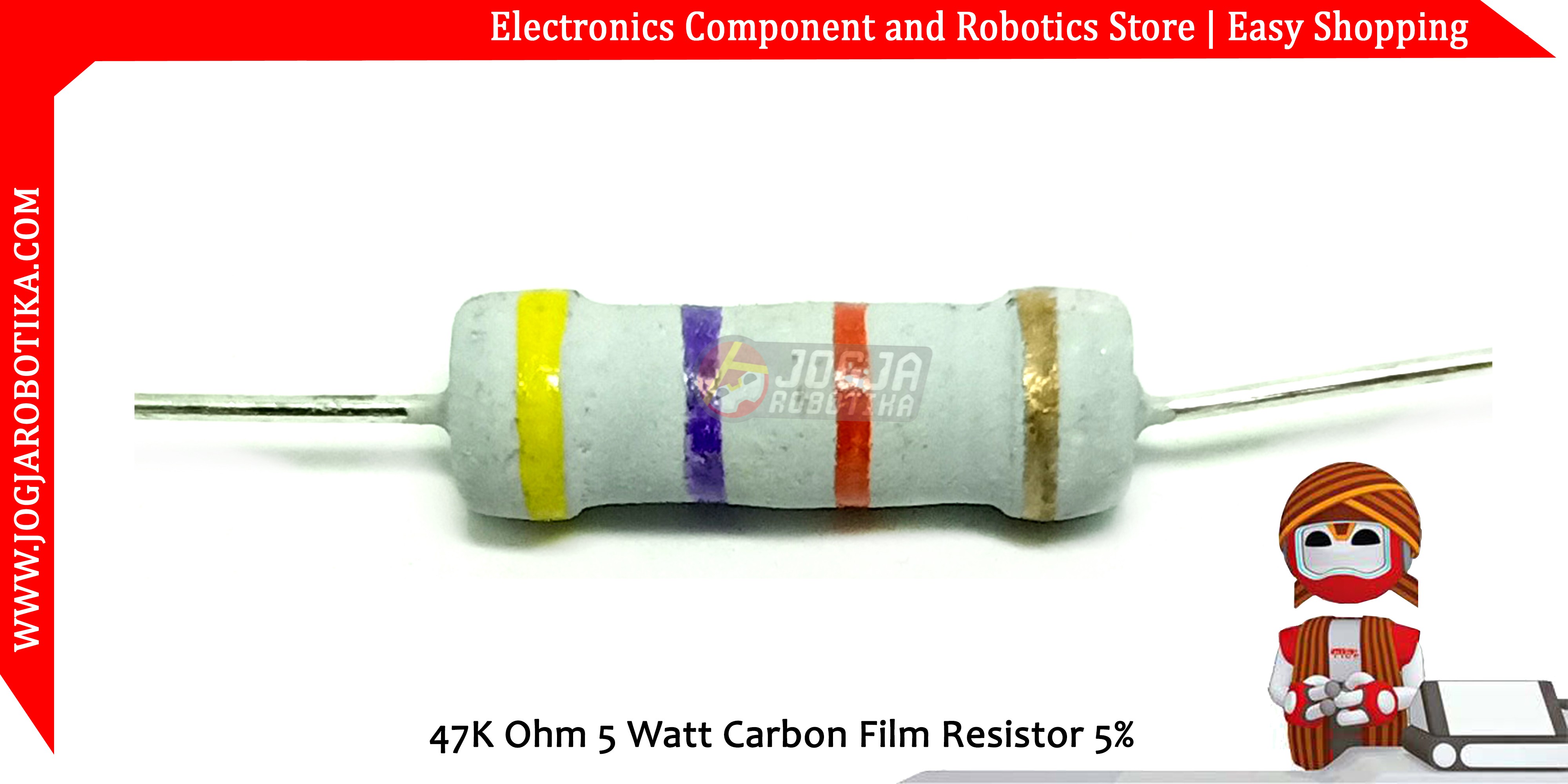 47K Ohm 5 Watt Carbon Film Resistor