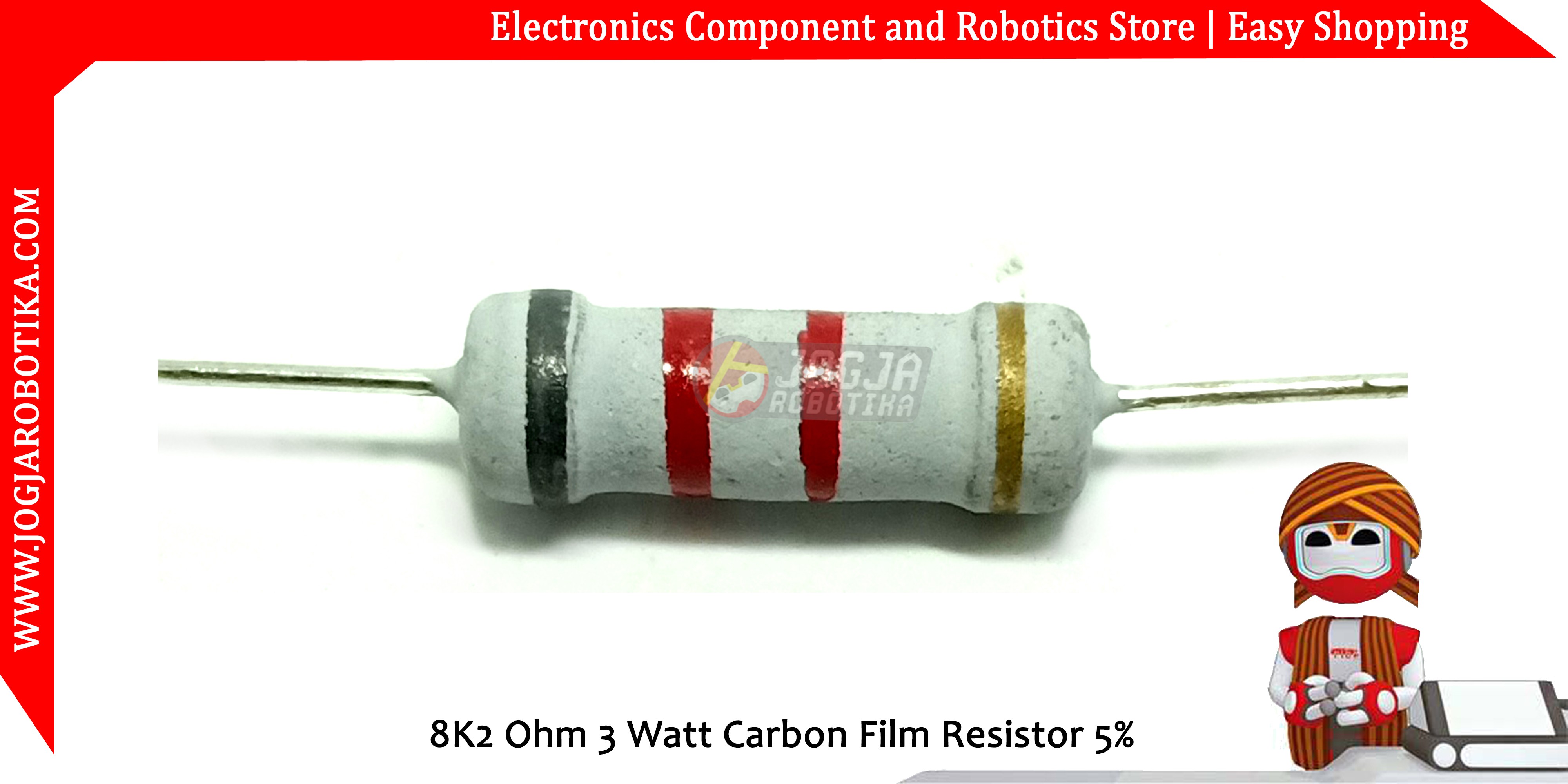 8K2 Ohm 3 Watt Carbon Film Resistor