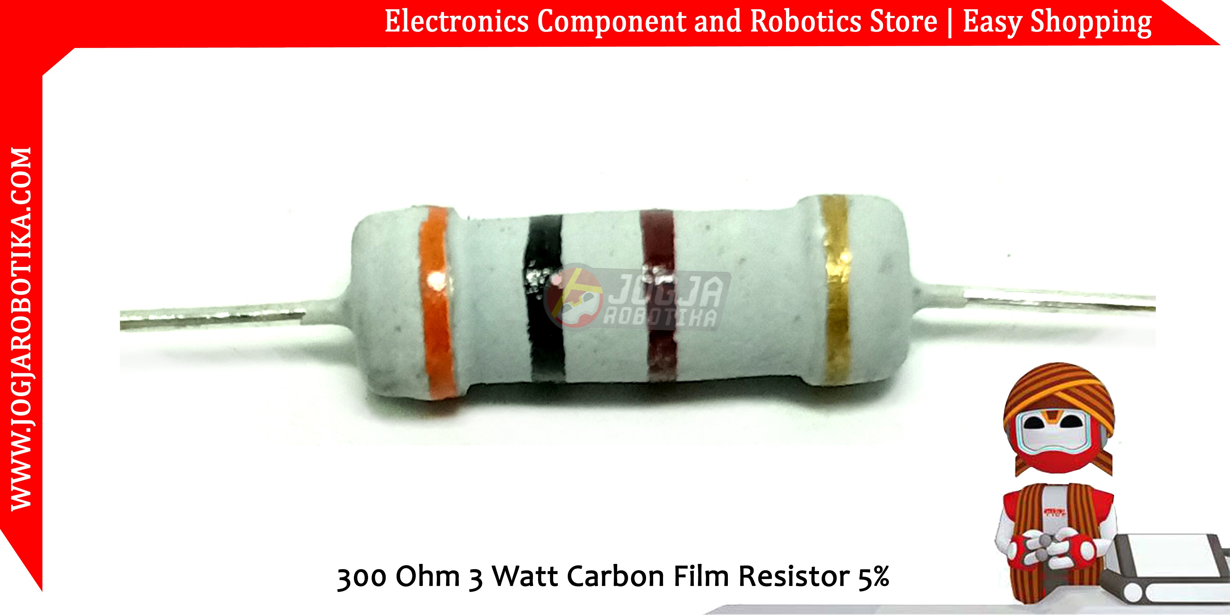 300 Ohm 3 Watt Carbon Film Resistor
