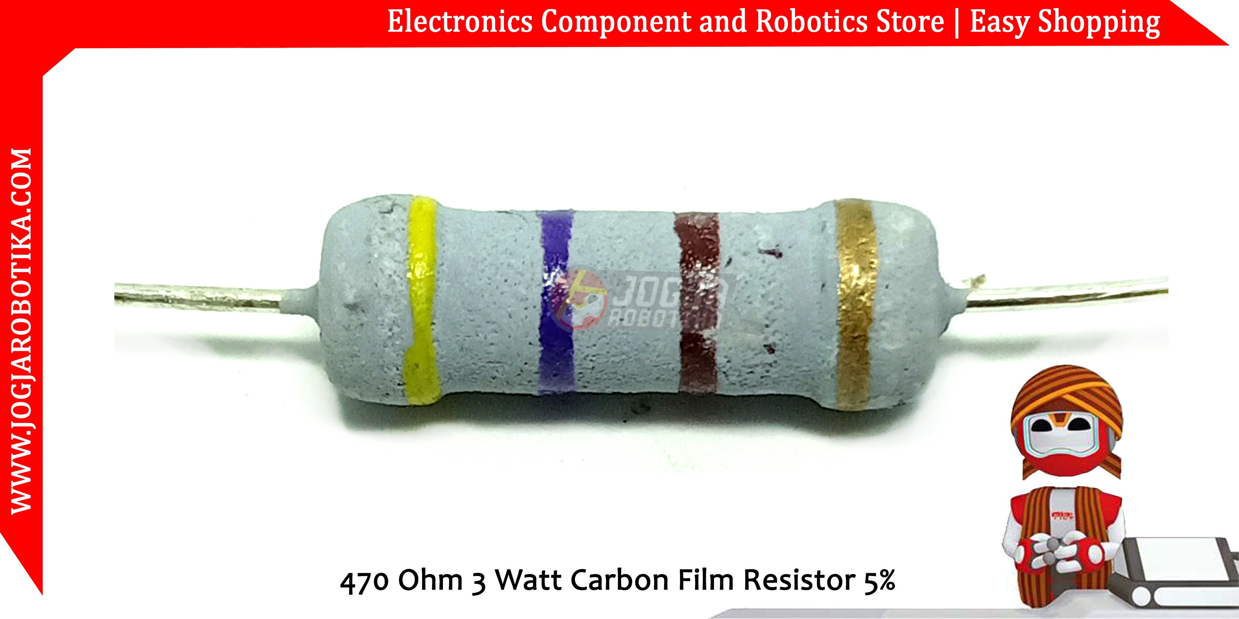 470 Ohm 3 Watt Carbon Film Resistor