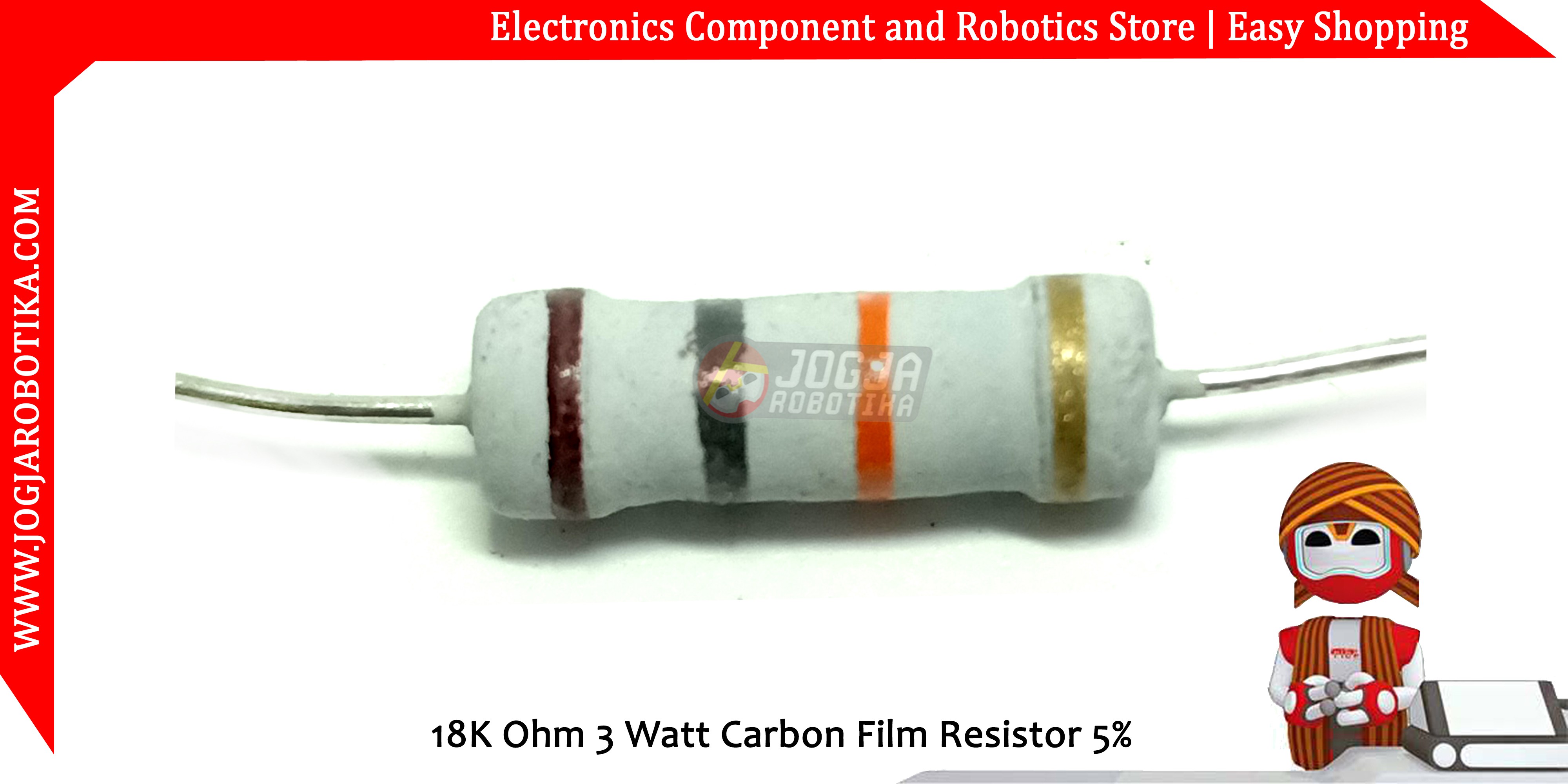 18K Ohm 3 Watt Carbon Film Resistor