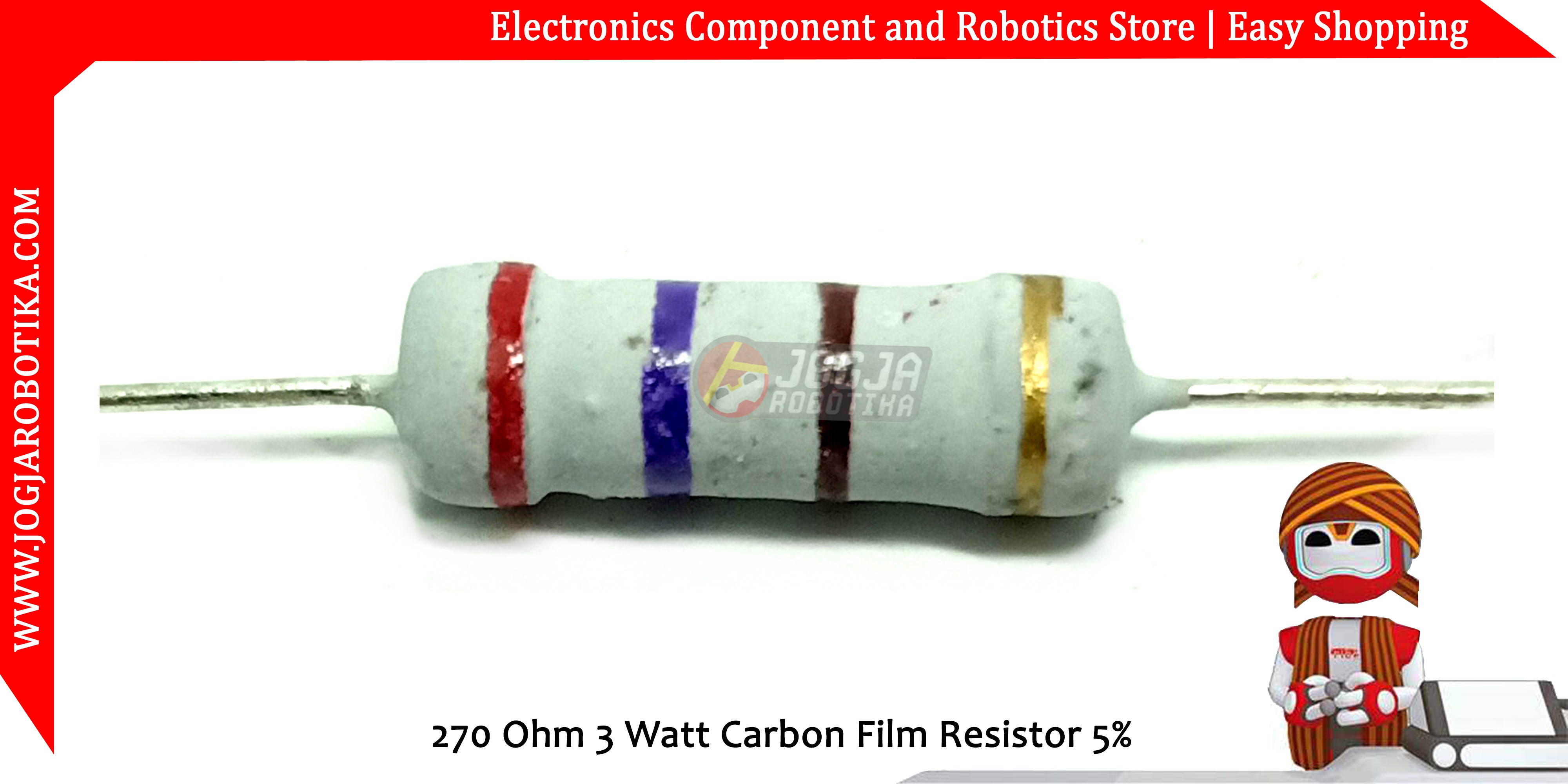 270 Ohm 3 Watt Carbon Film Resistor