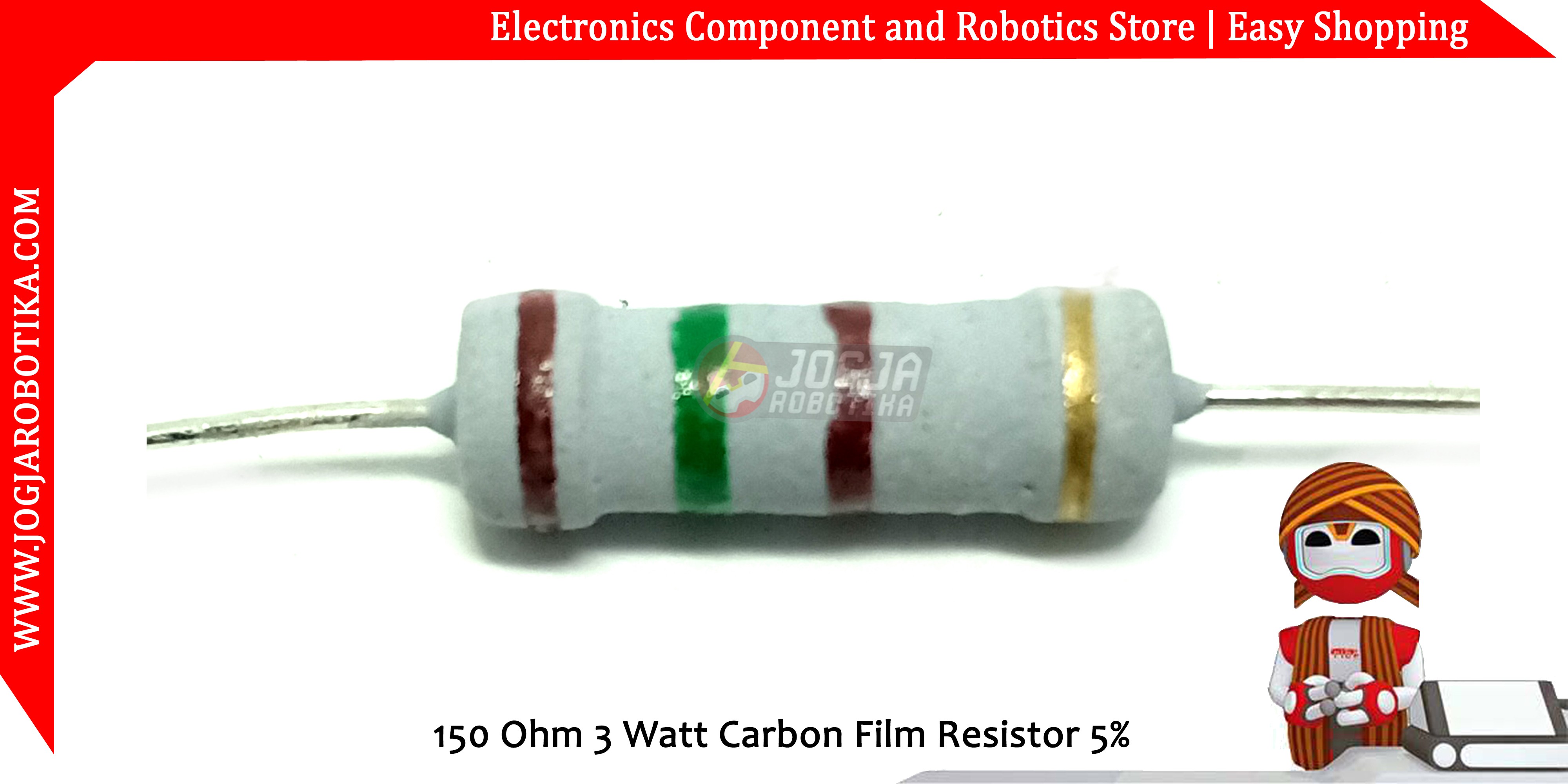 150 Ohm 3 Watt Carbon Film Resistor