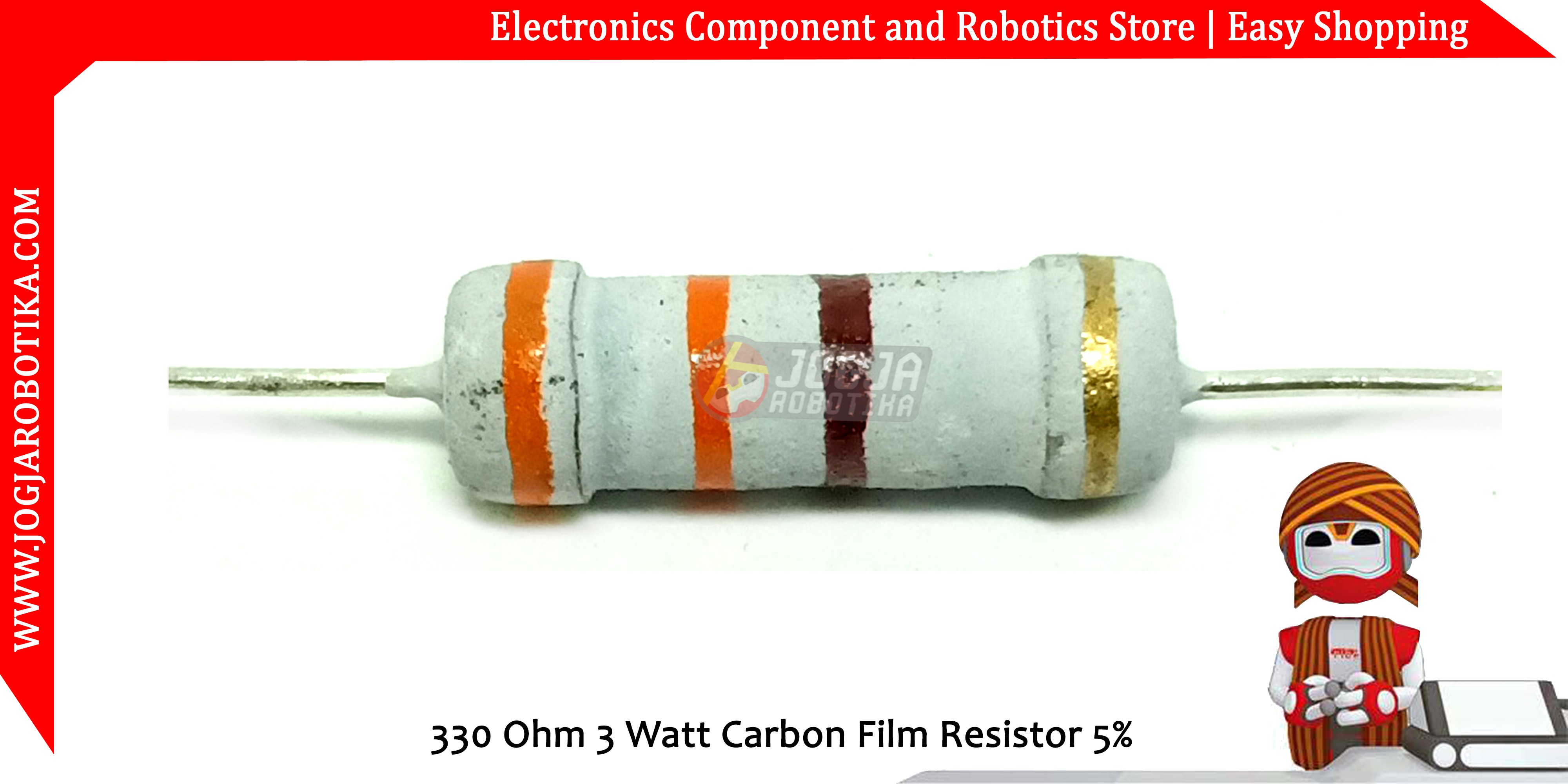 330 Ohm 3 Watt Carbon Film Resistor