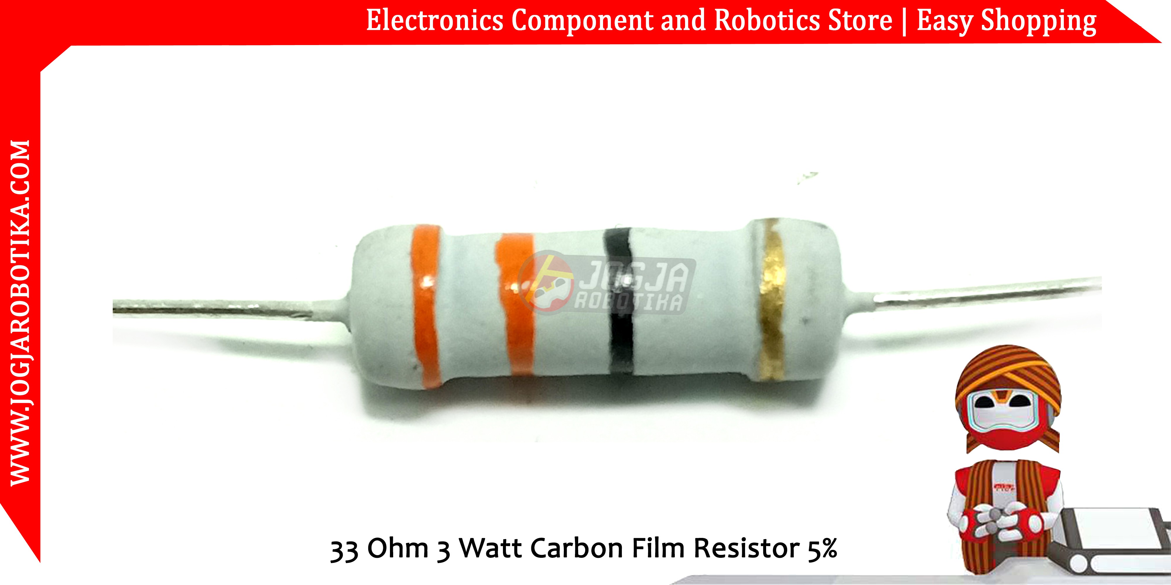 33 Ohm 3 Watt Carbon Film Resistor