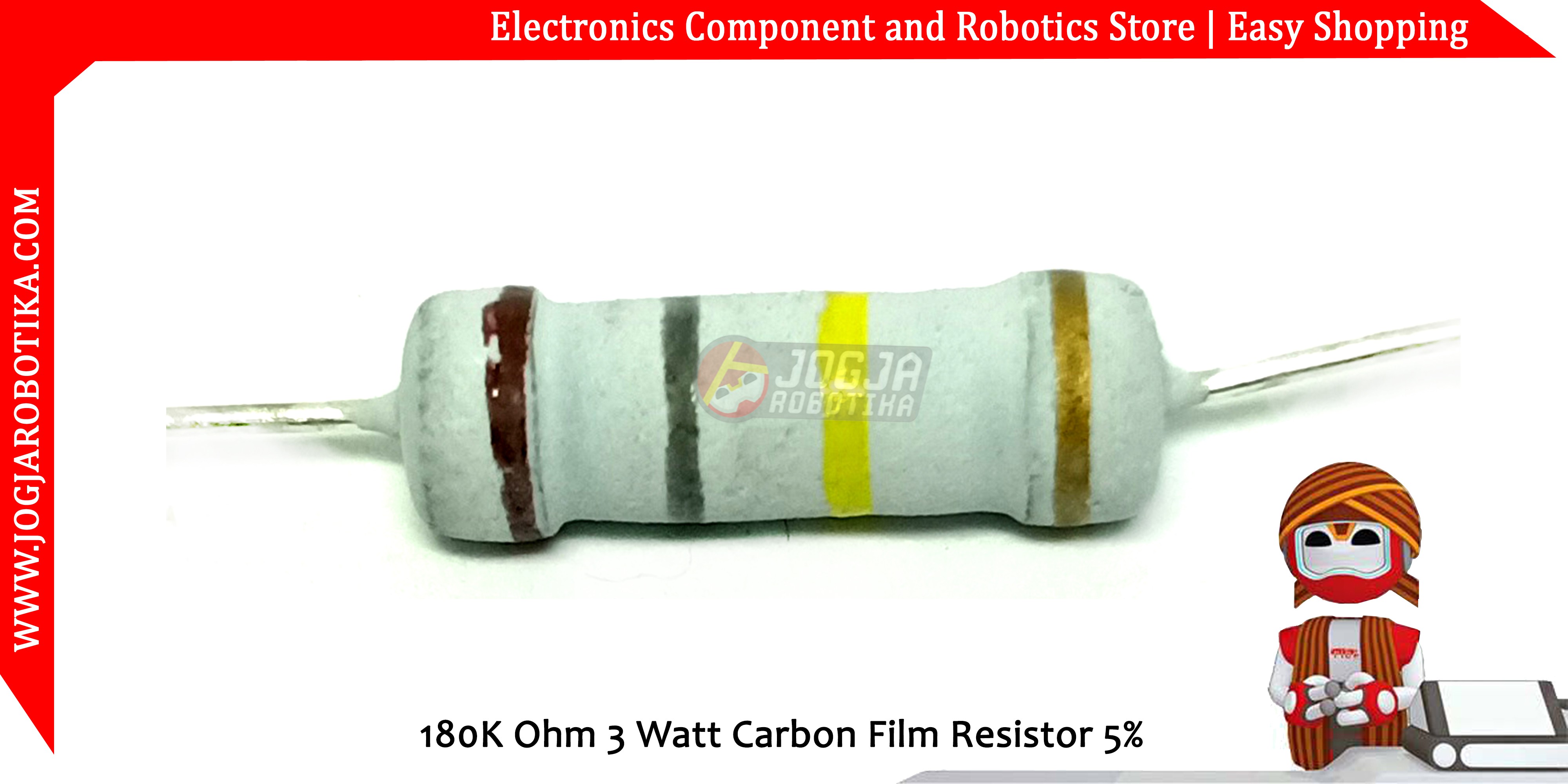 180K Ohm 3 Watt Carbon Film Resistor