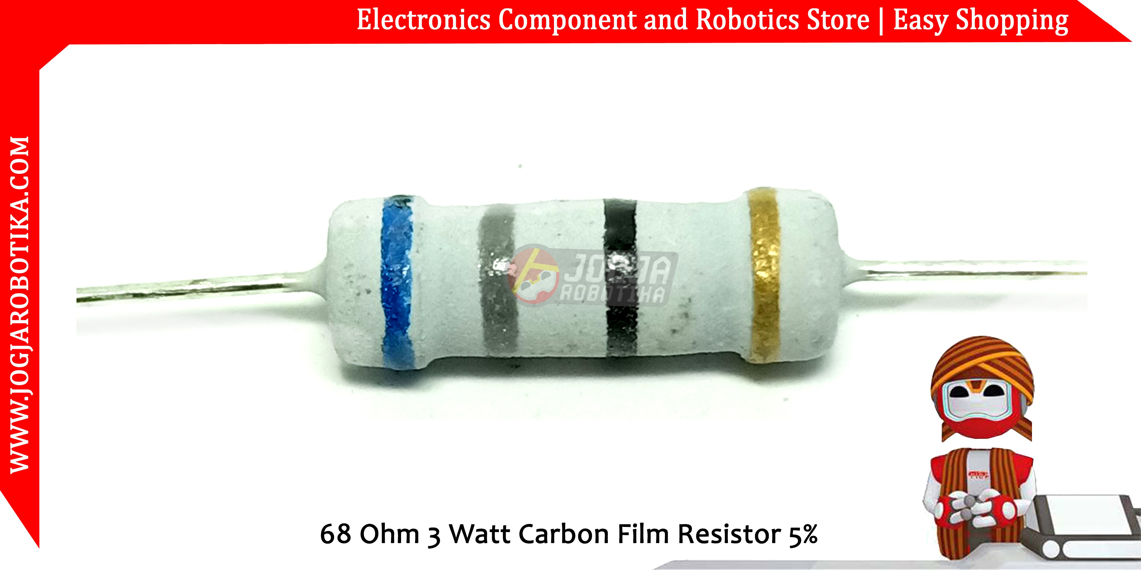68 Ohm 3 Watt Carbon Film Resistor