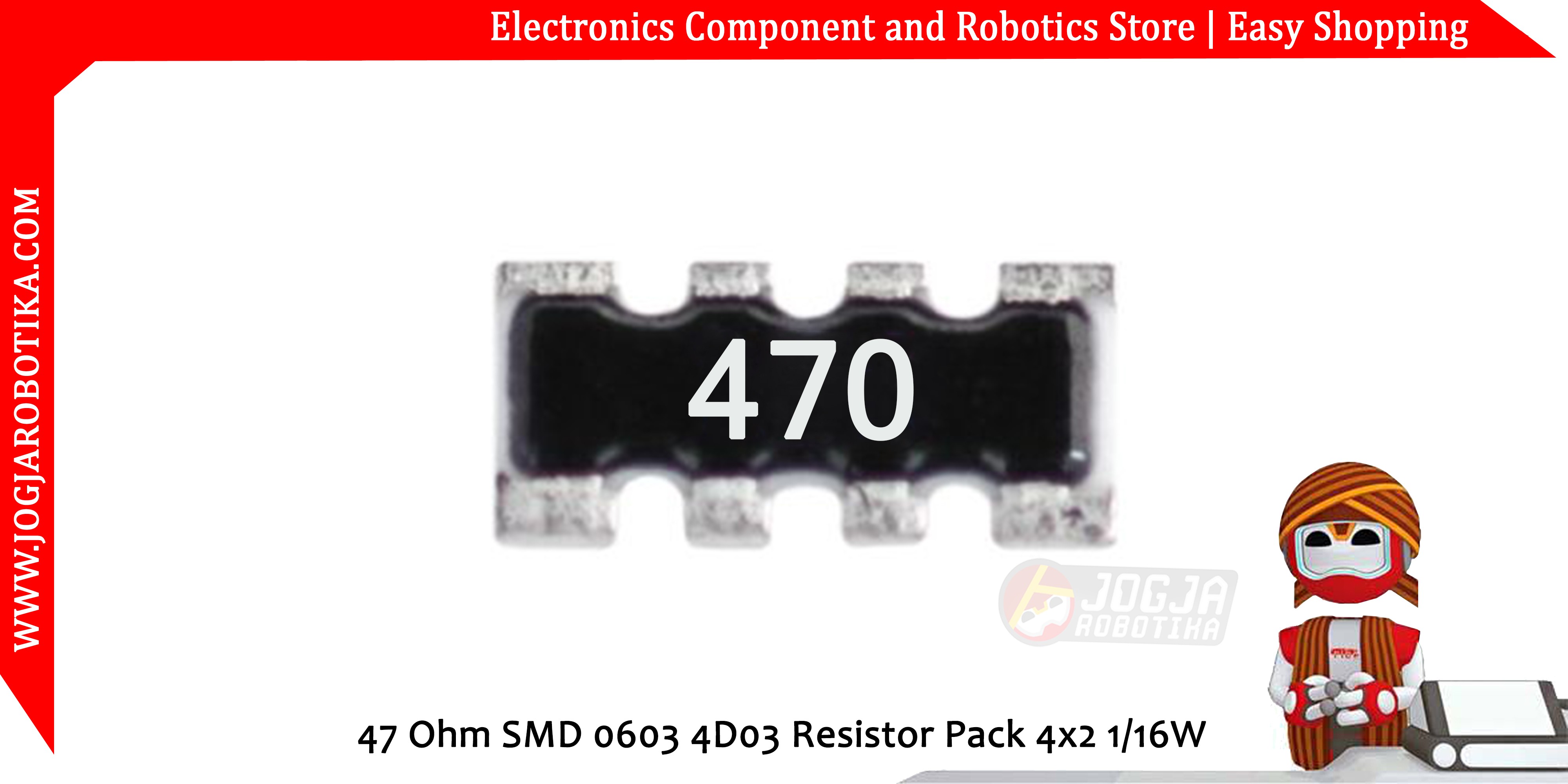 47 Ohm SMD 0603 4D03 Resistor Pack 4x2 1/16W