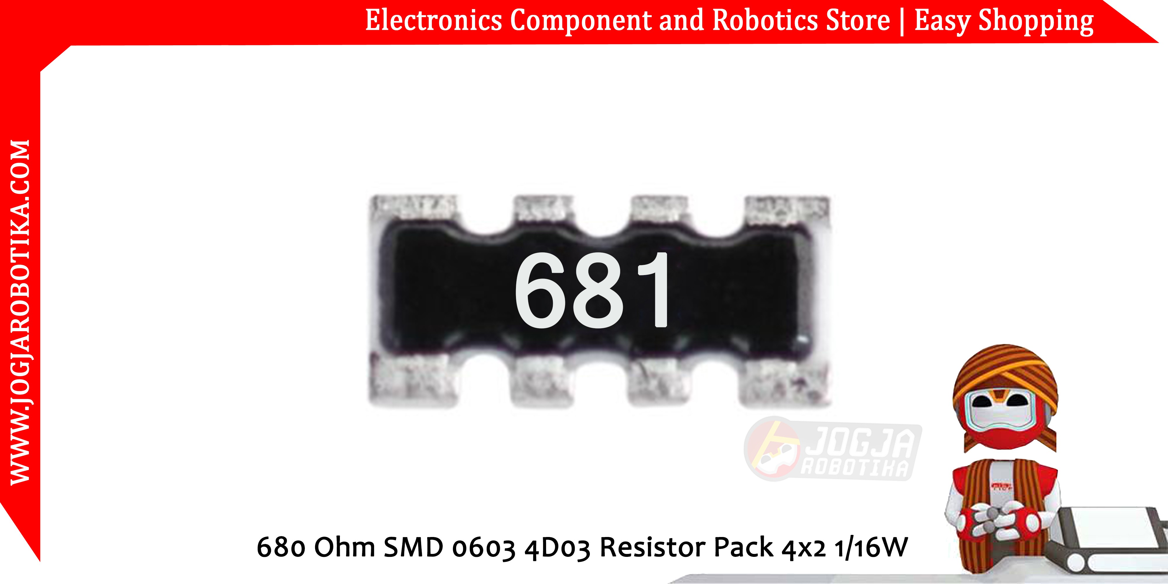 680 Ohm SMD 0603 4D03 Resistor Pack 4x2 1/16W