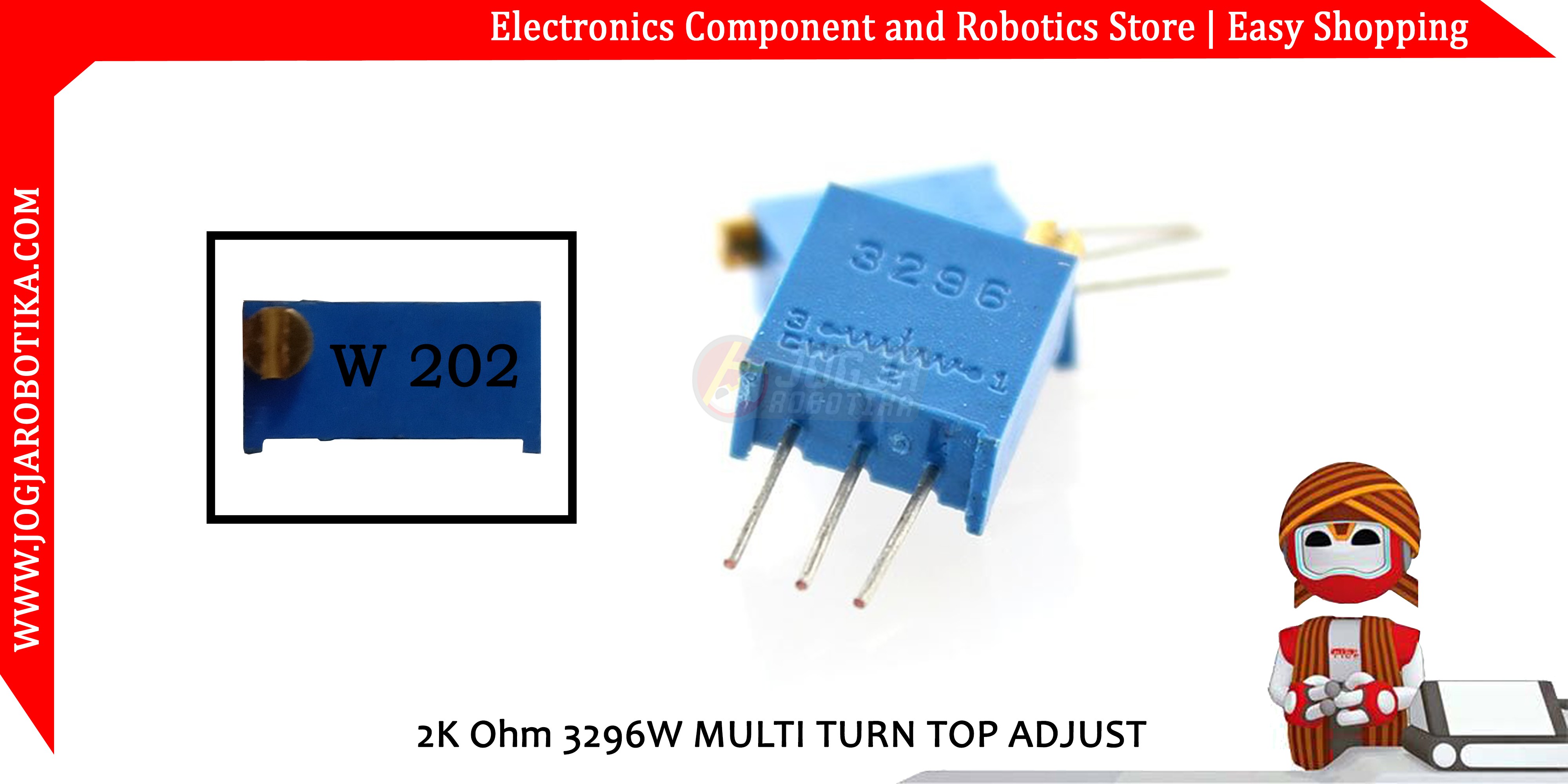 2K Ohm 3296W MULTI TURN TOP ADJUST