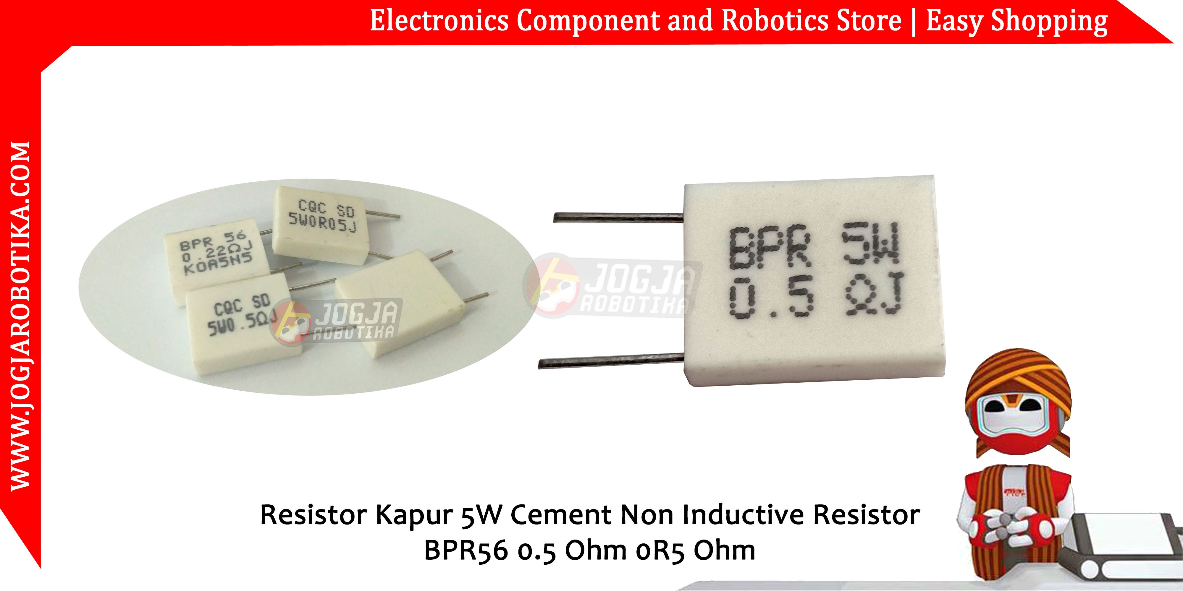 Resistor Kapur 5W Cement Non Inductive Resistor BPR56 CQC 0.5 Ohm 0R5 Ohm