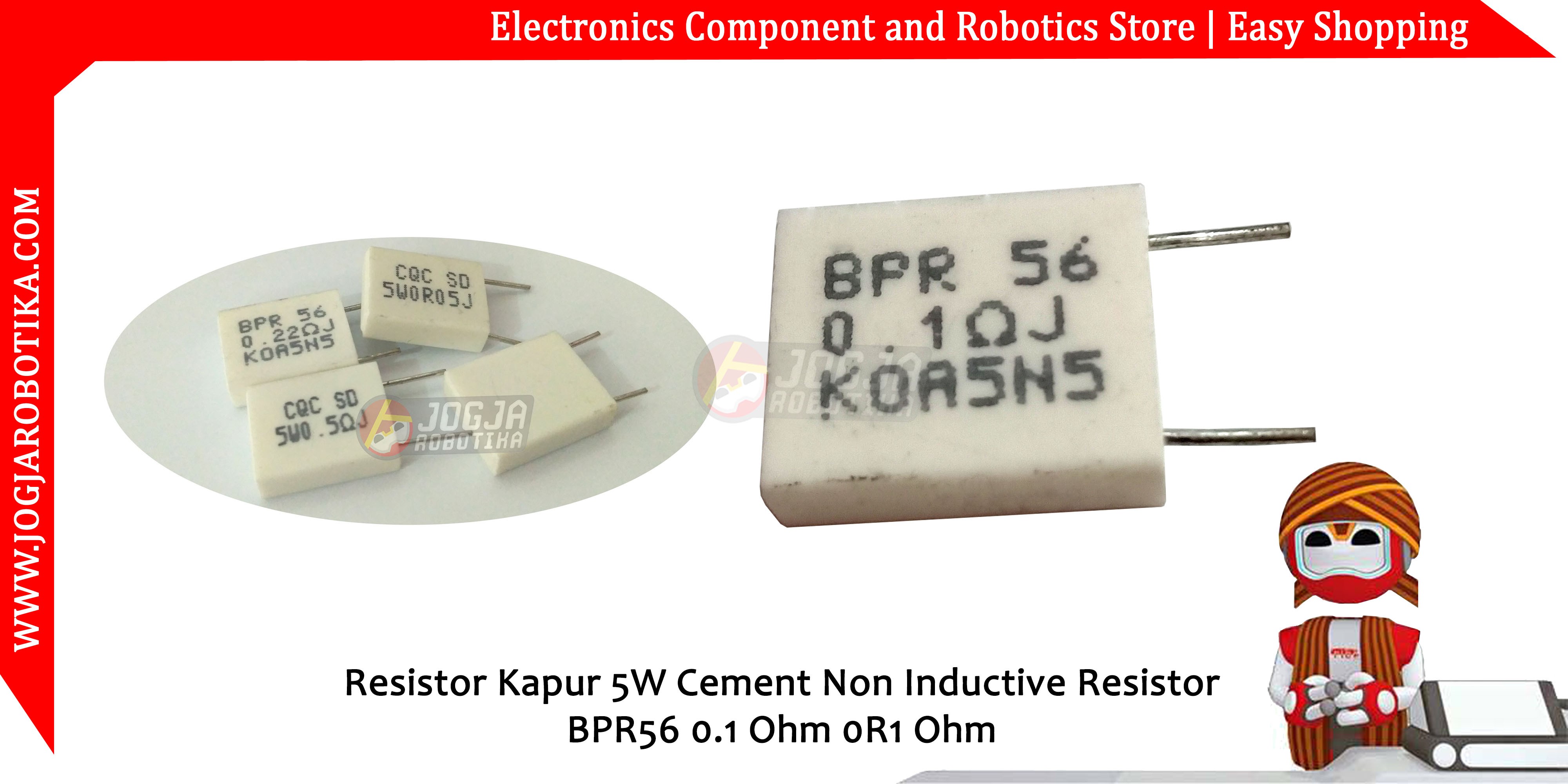 Resistor Kapur 5W Cement Non Inductive Resistor BPR56 0.1 Ohm 0R1 Ohm