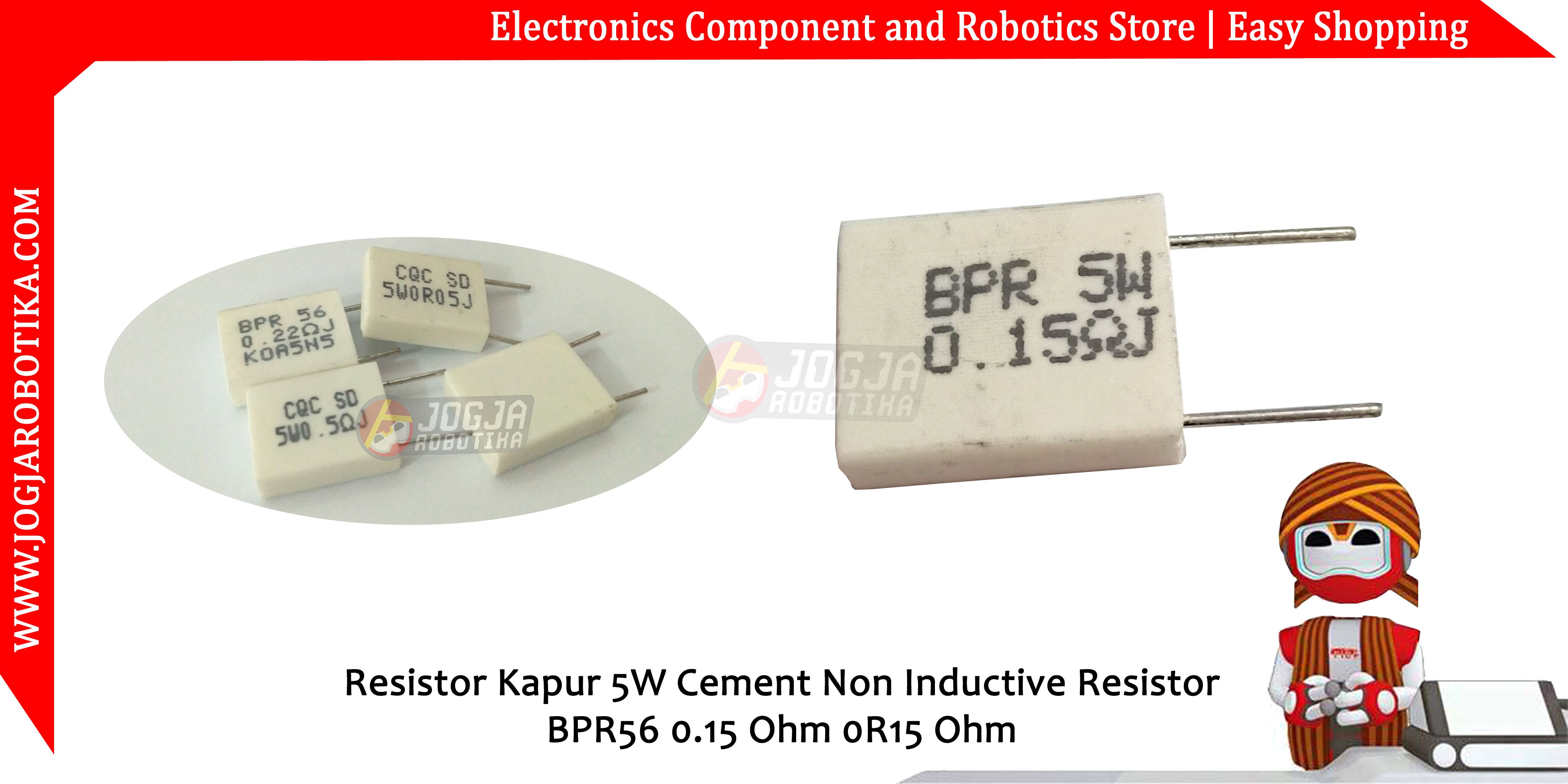 Resistor Kapur 5W Cement Non Inductive Resistor BPR56 0.15 Ohm 0R15 Ohm