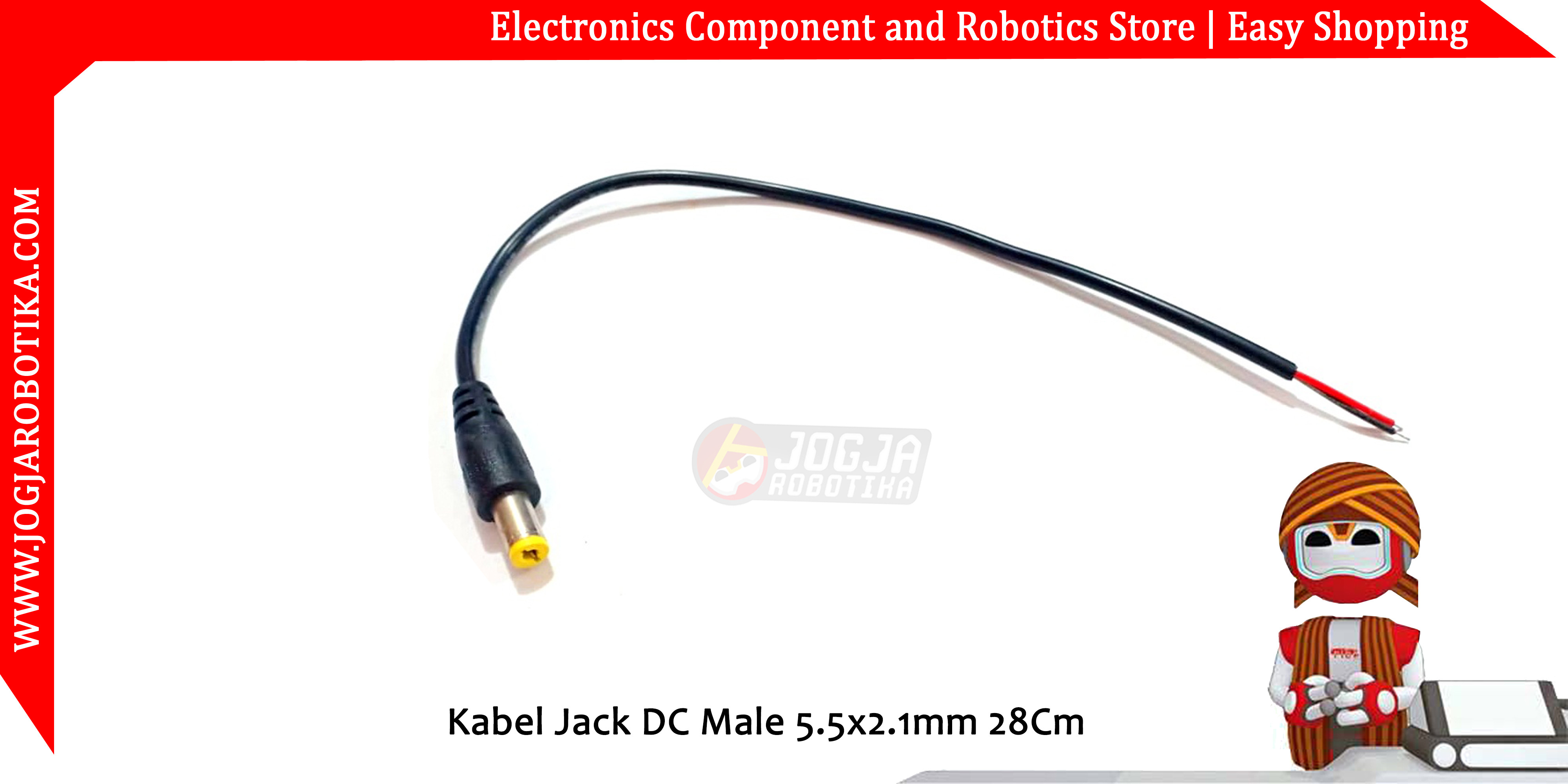 Kabel Jack DC Male 5.5x2.1mm 28Cm