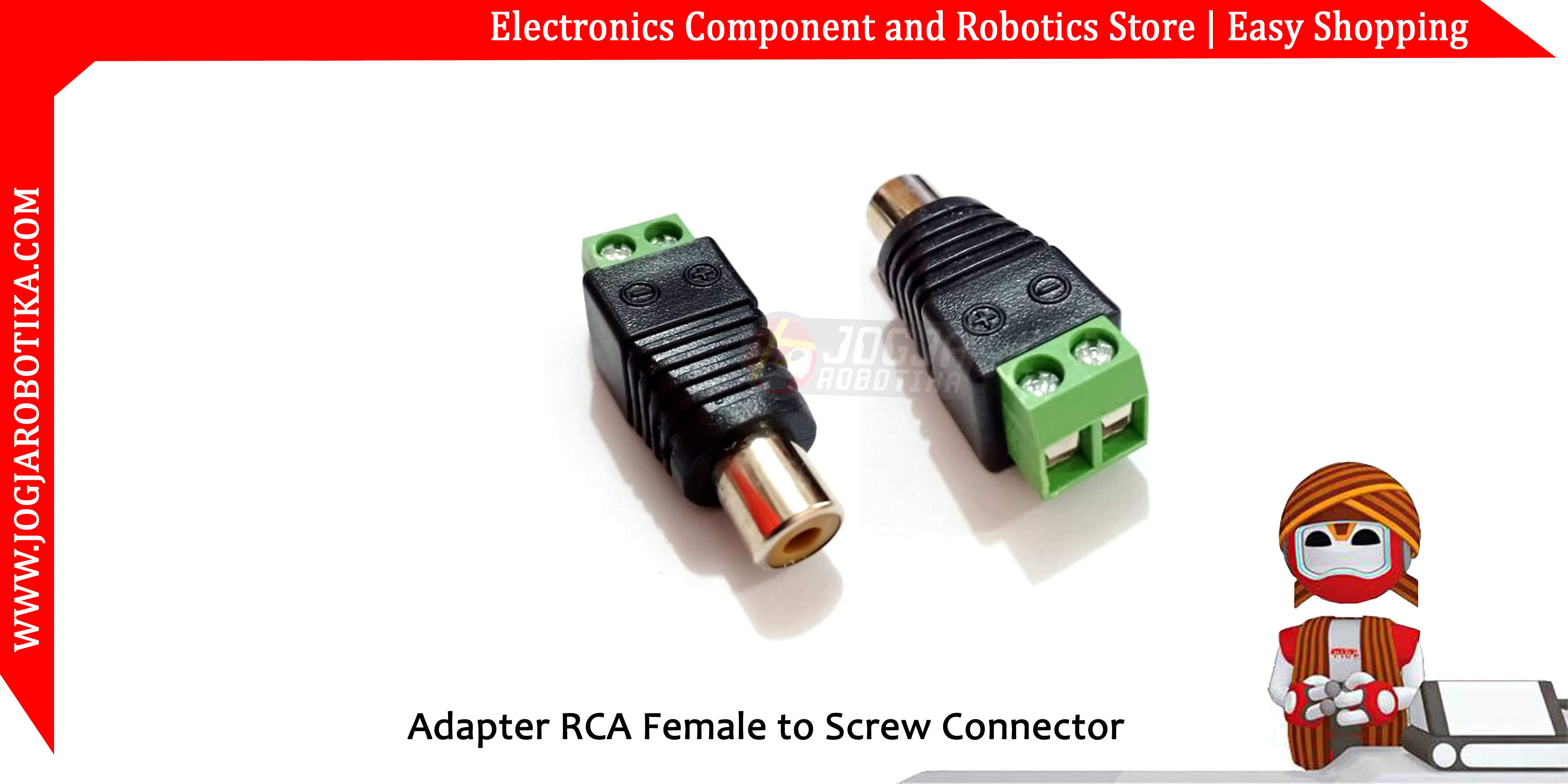 Konektor Jack CCTV Adapter RCA Female Audio to Screw Terminal Connector