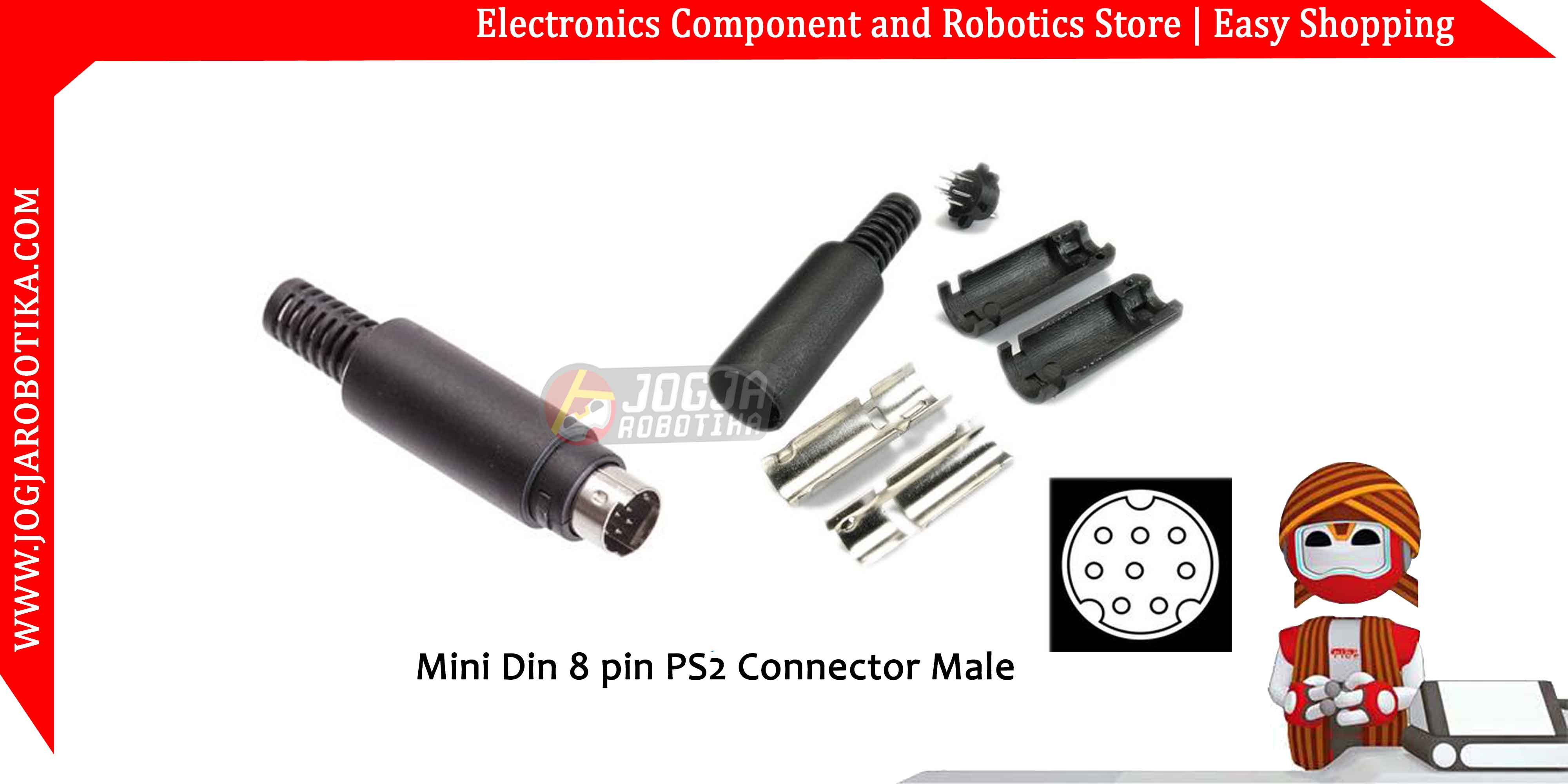 Mini Din 8 pin PS2 Connector Male