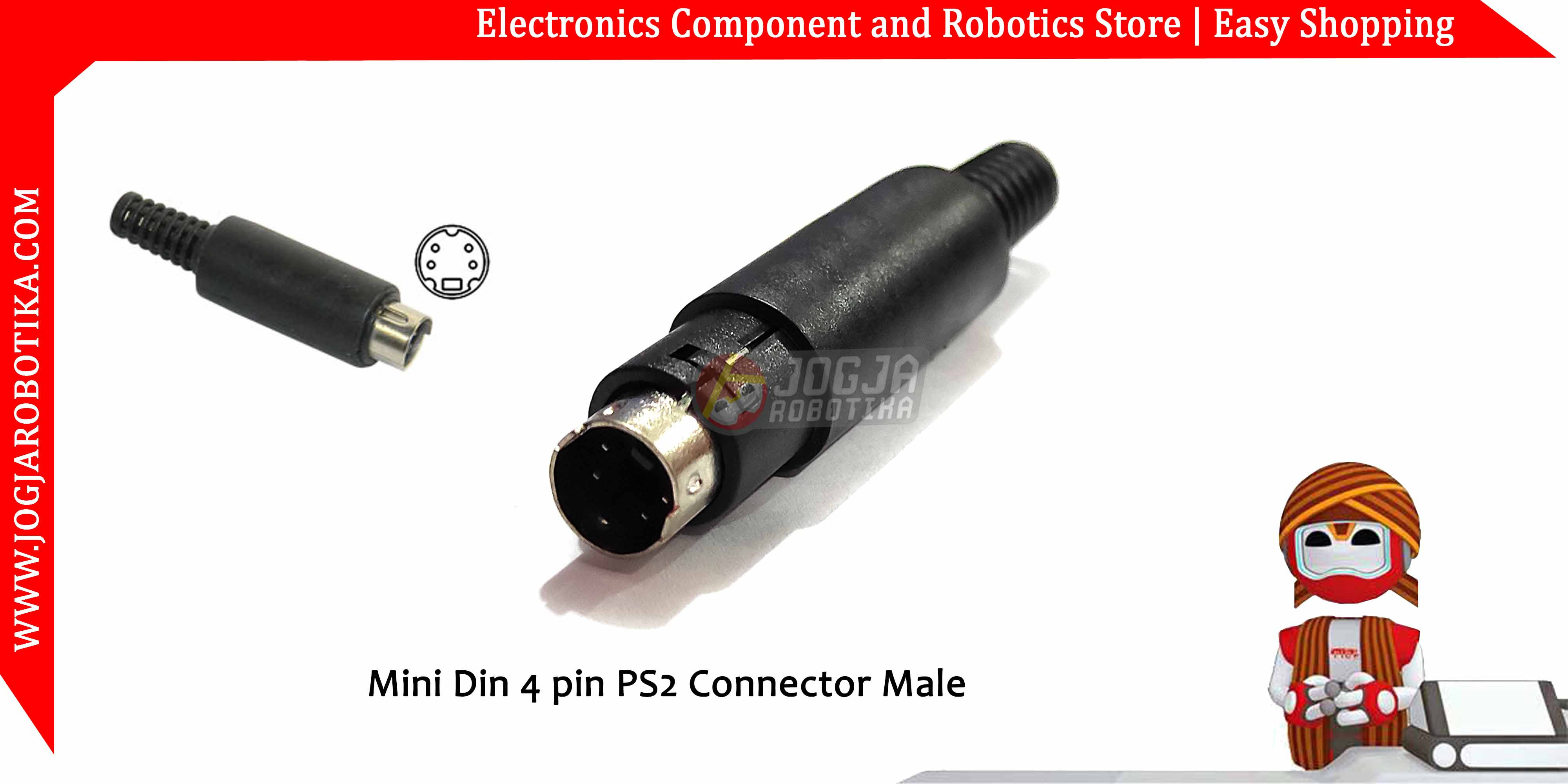Mini Din 4 pin PS2 Connector Male