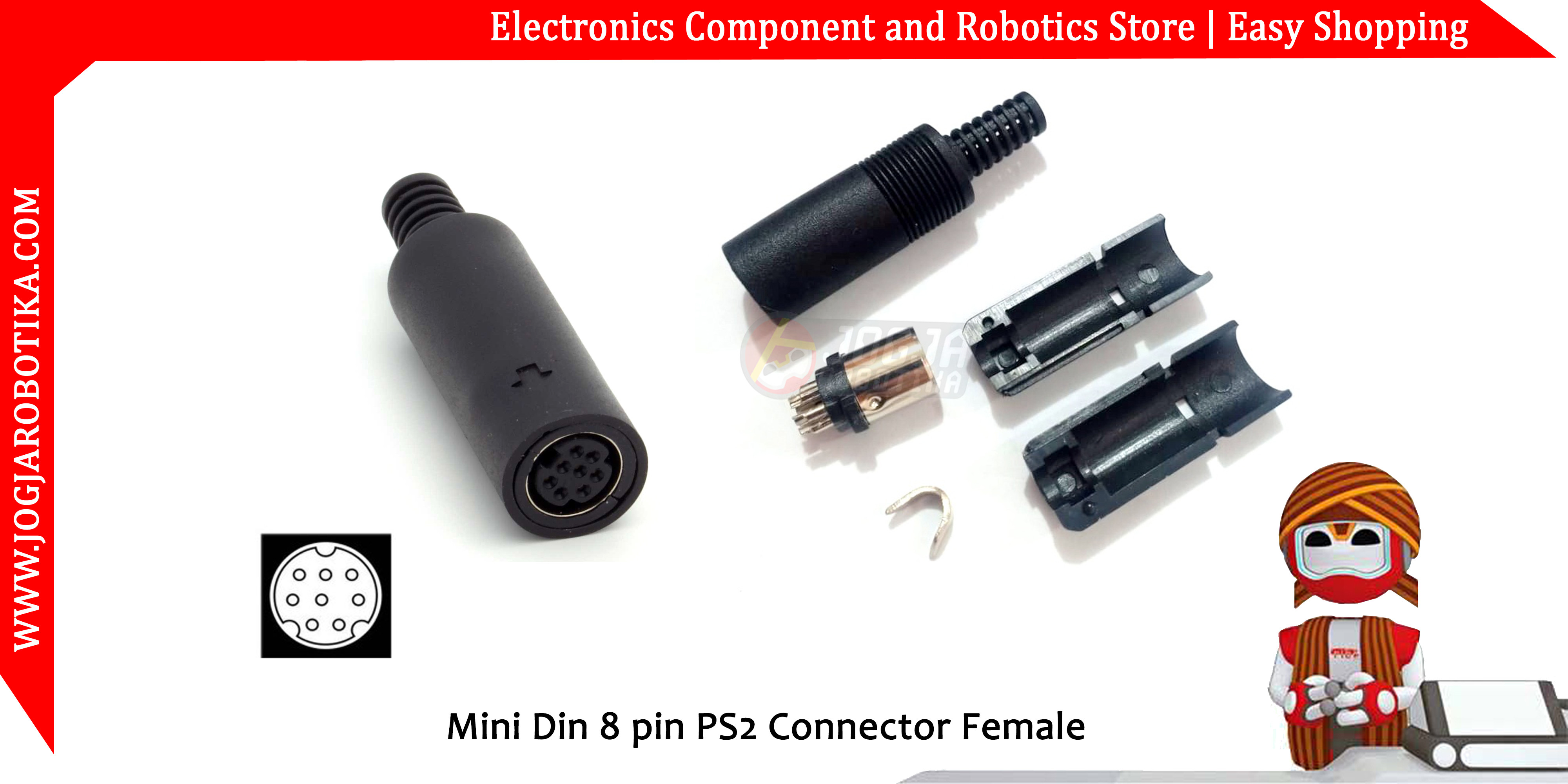 Mini Din 8 pin PS2 Connector Female