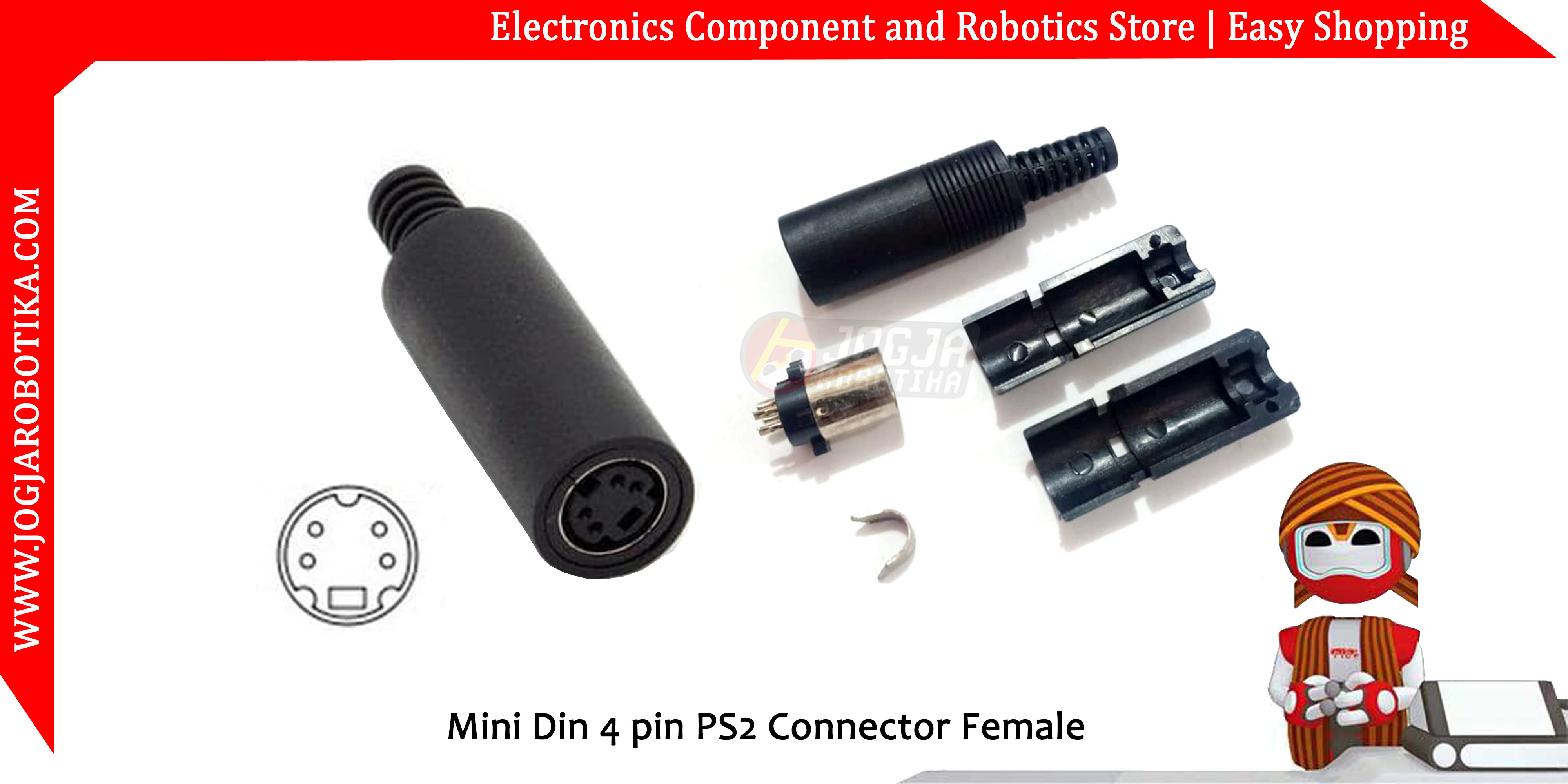 Mini Din 4 pin PS2 Connector Female