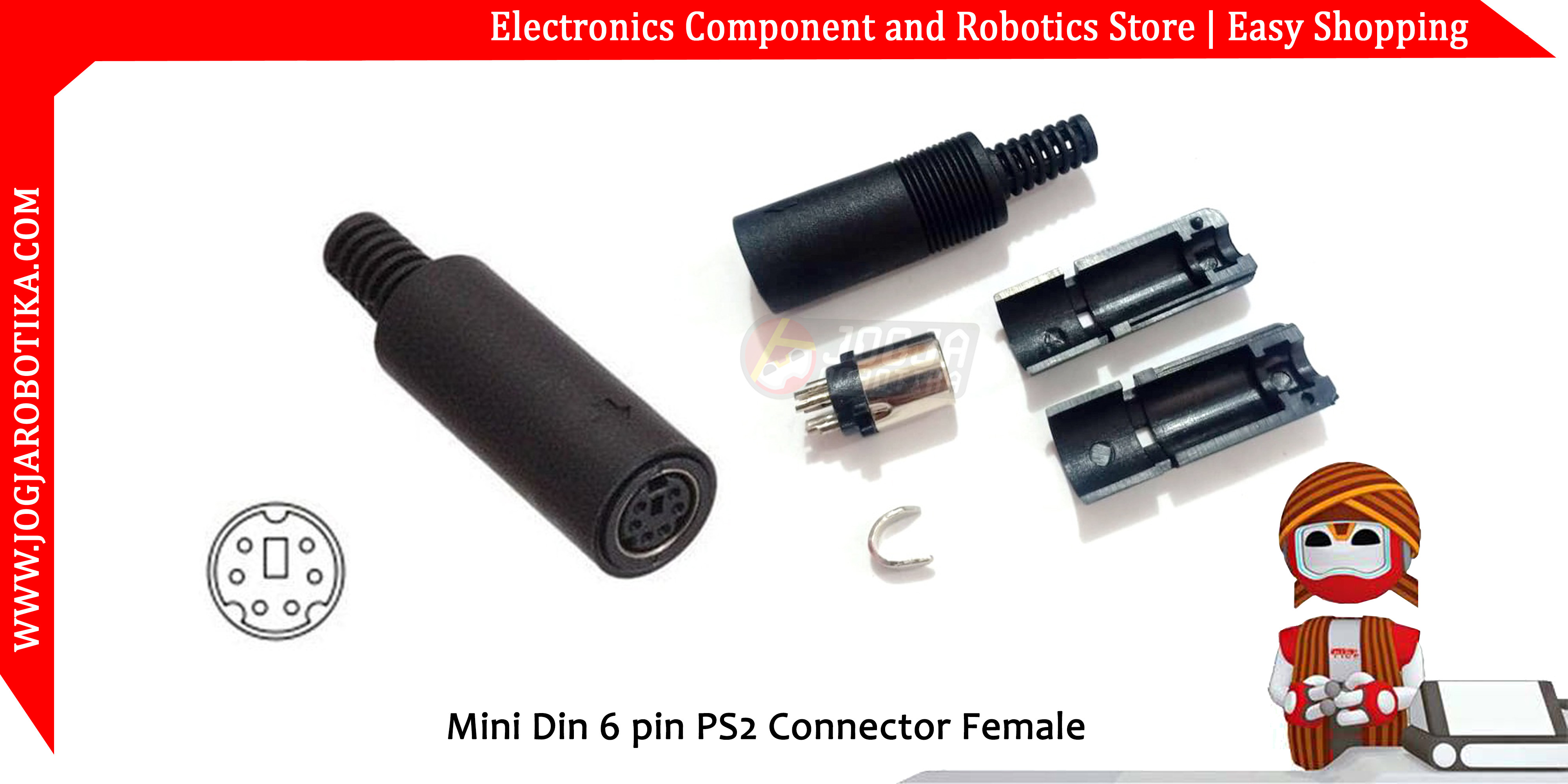 Mini Din 6 pin PS2 Connector Female