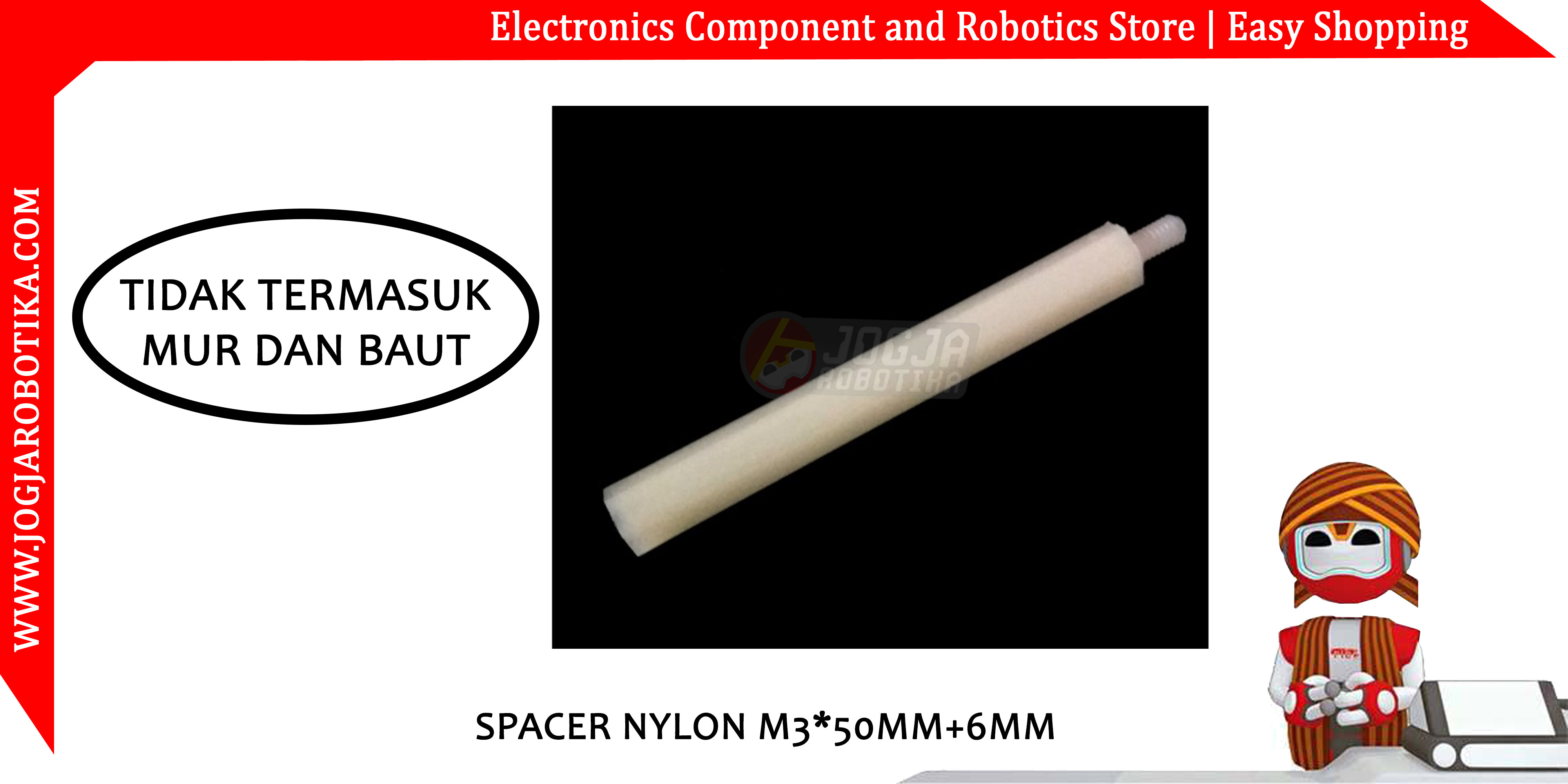 Spacer Nylon M3*50mm+6mm