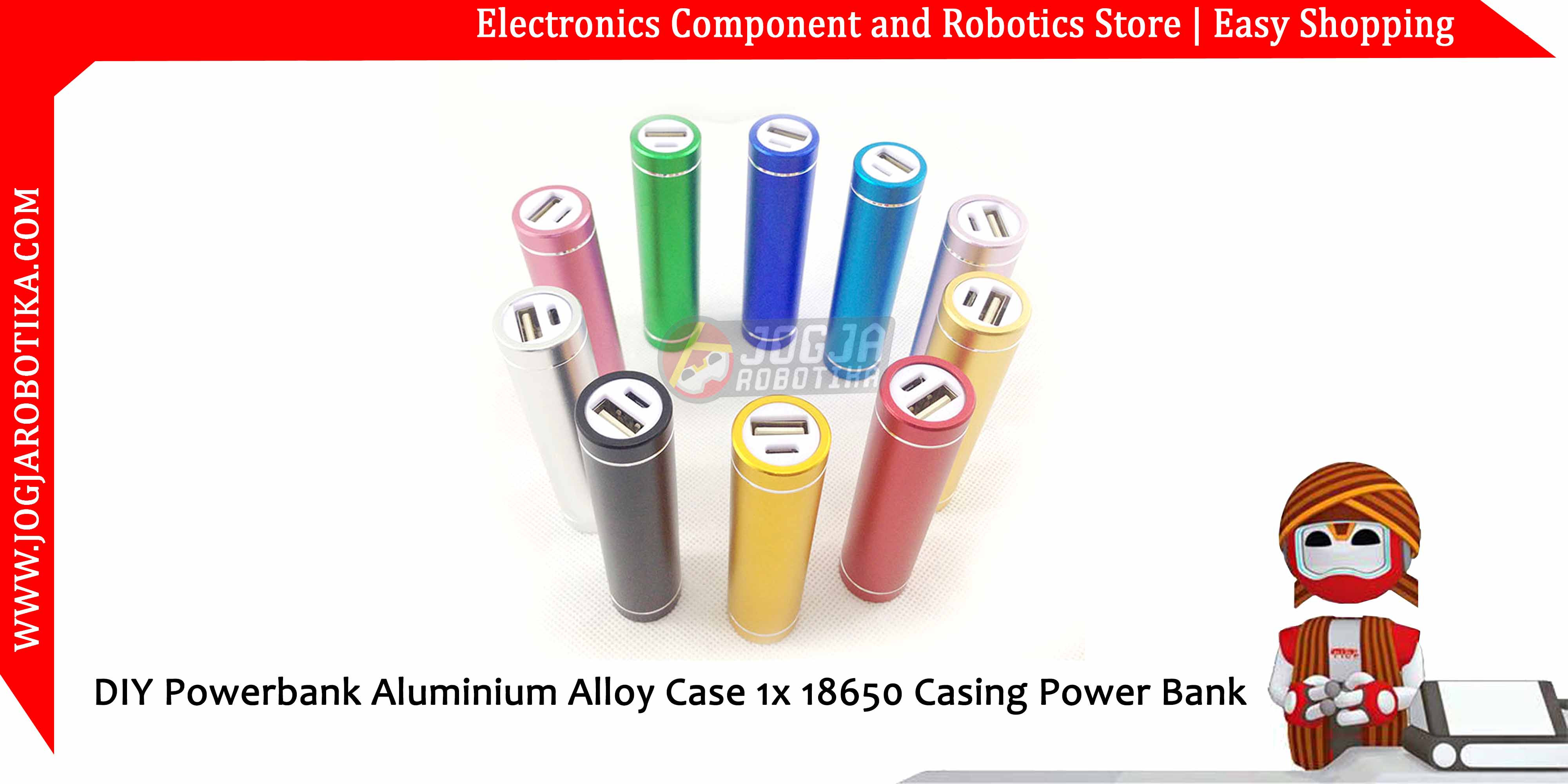 DIY Powerbank Aluminium Alloy Case 1x 18650 Casing Power Bank