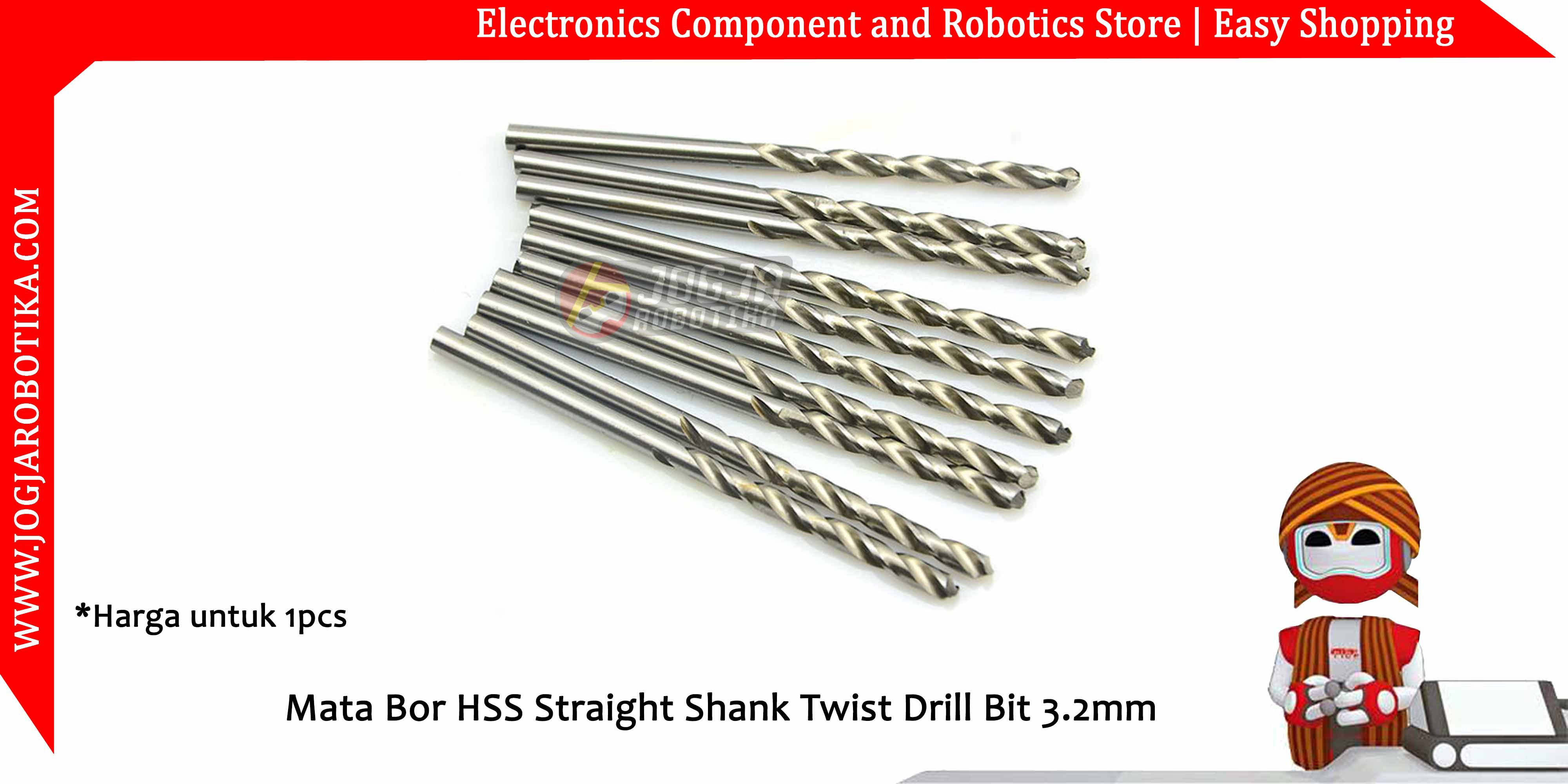 Mata Bor HSS Straight Shank Twist Drill Bit 3.2mm