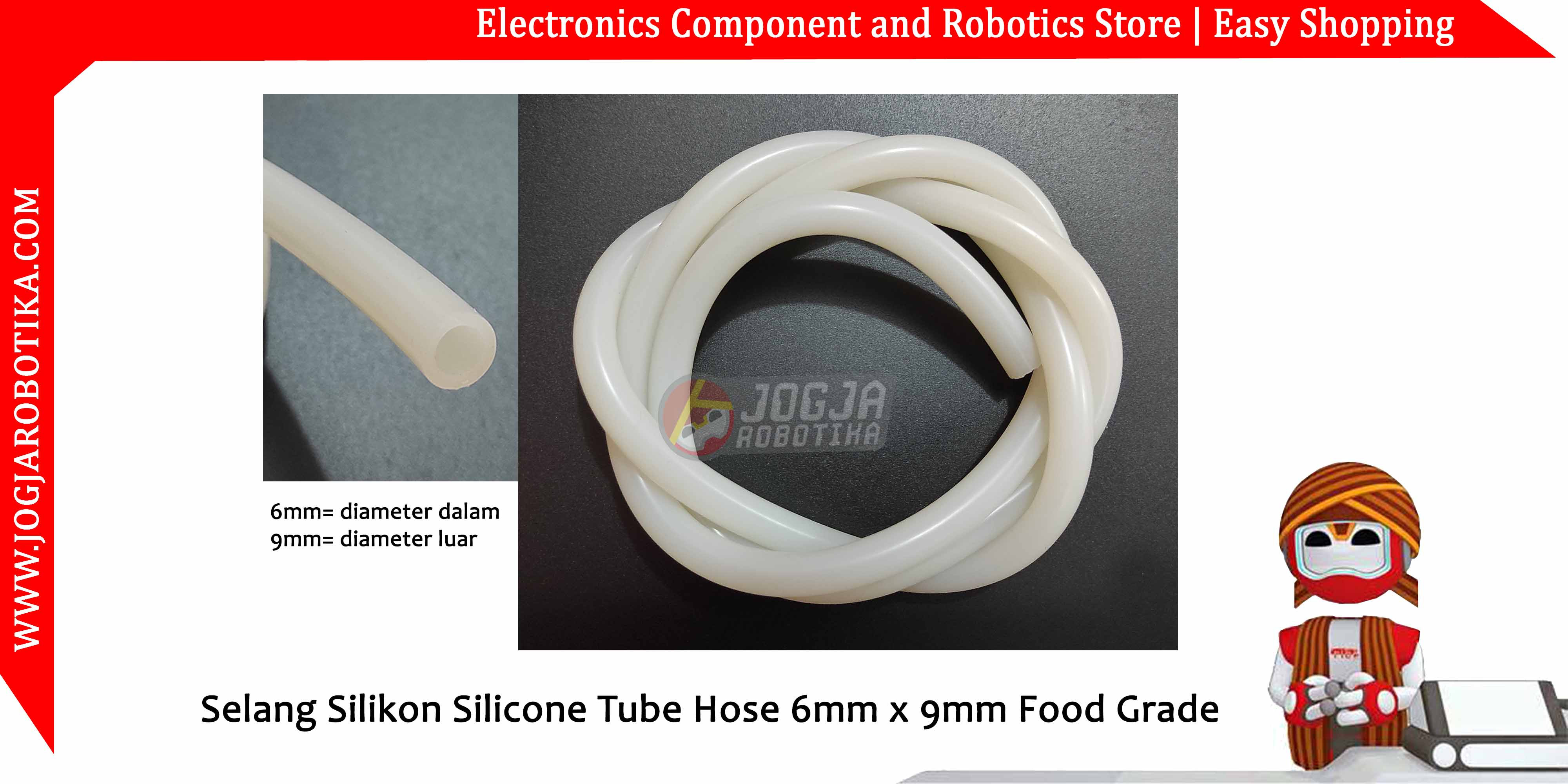 Selang Silikon Silicone Tube Hose 6mm x 9mm Food Grade