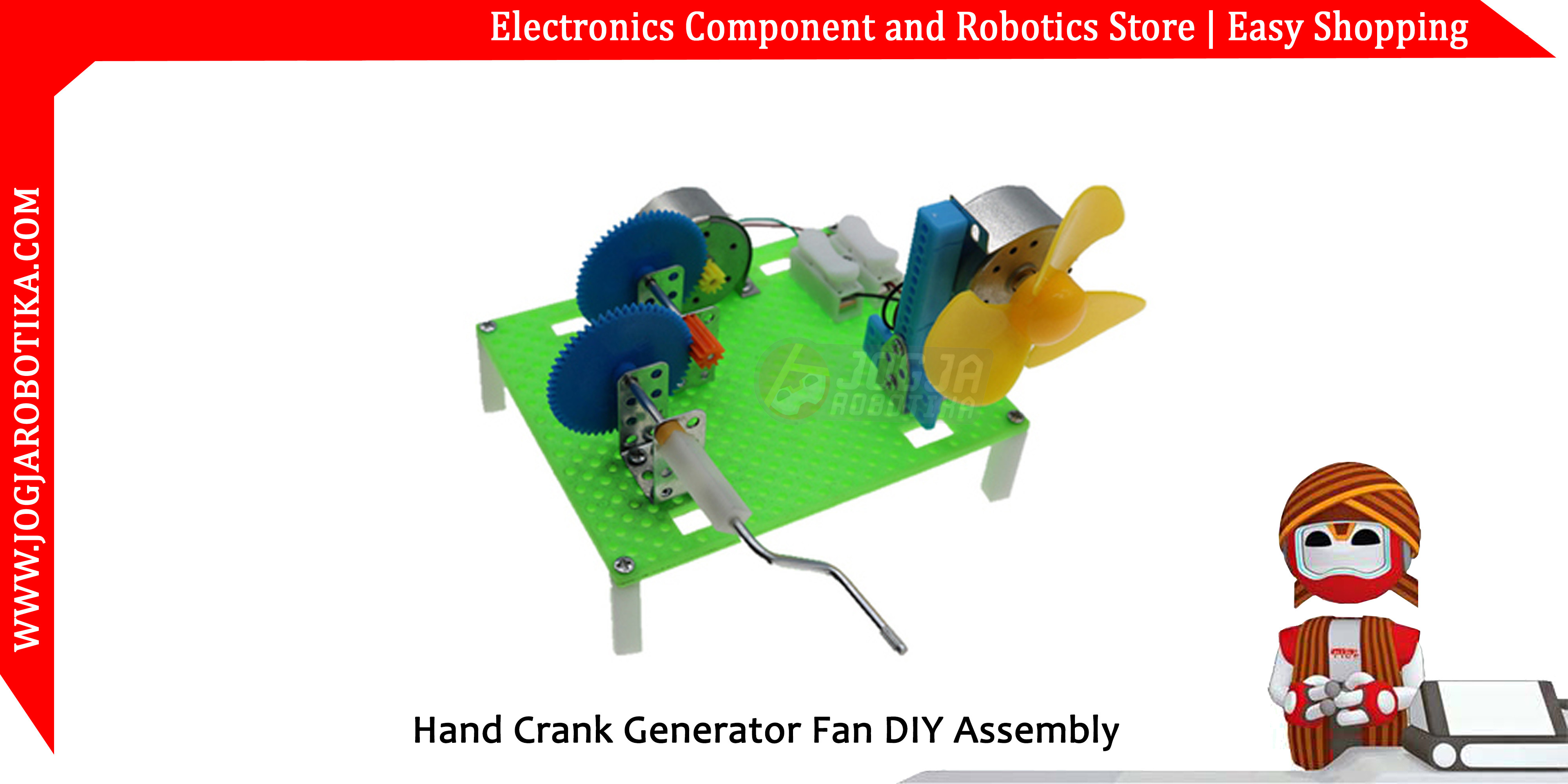 Hand Crank Generator Fan DIY Assembly
