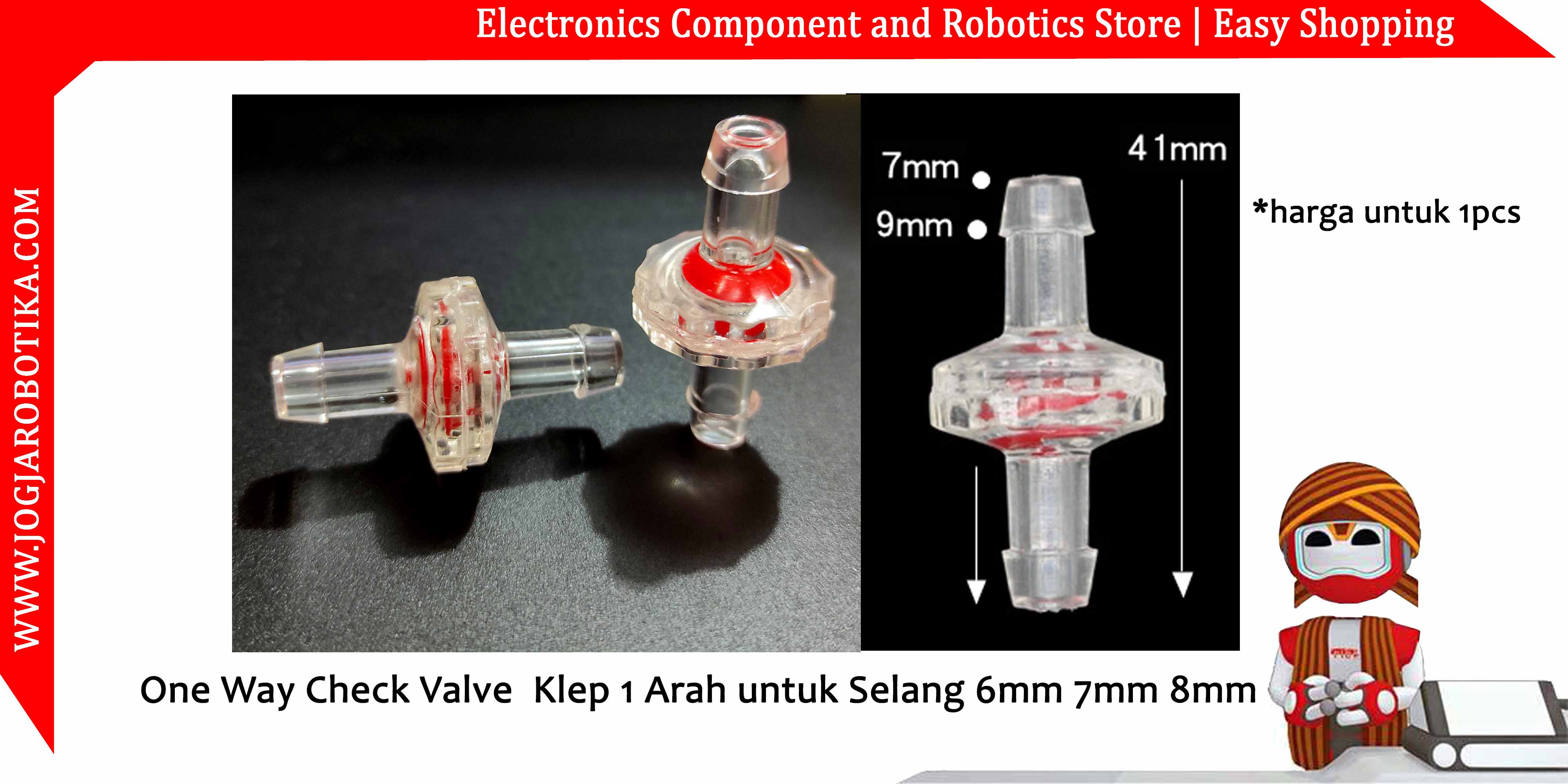 One Way Check Valve Klep 1 Arah untuk Selang 6mm 7mm 8mm