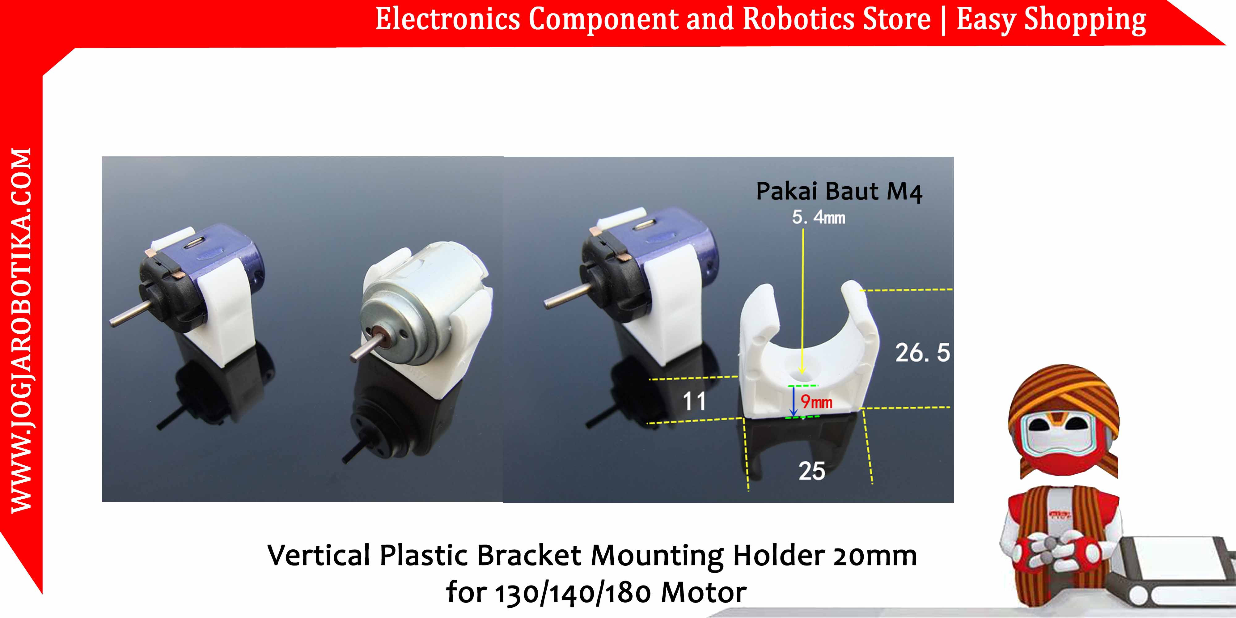 Vertical Plastic Bracket Mounting Holder 20mm for 130 140 180 Motor DC