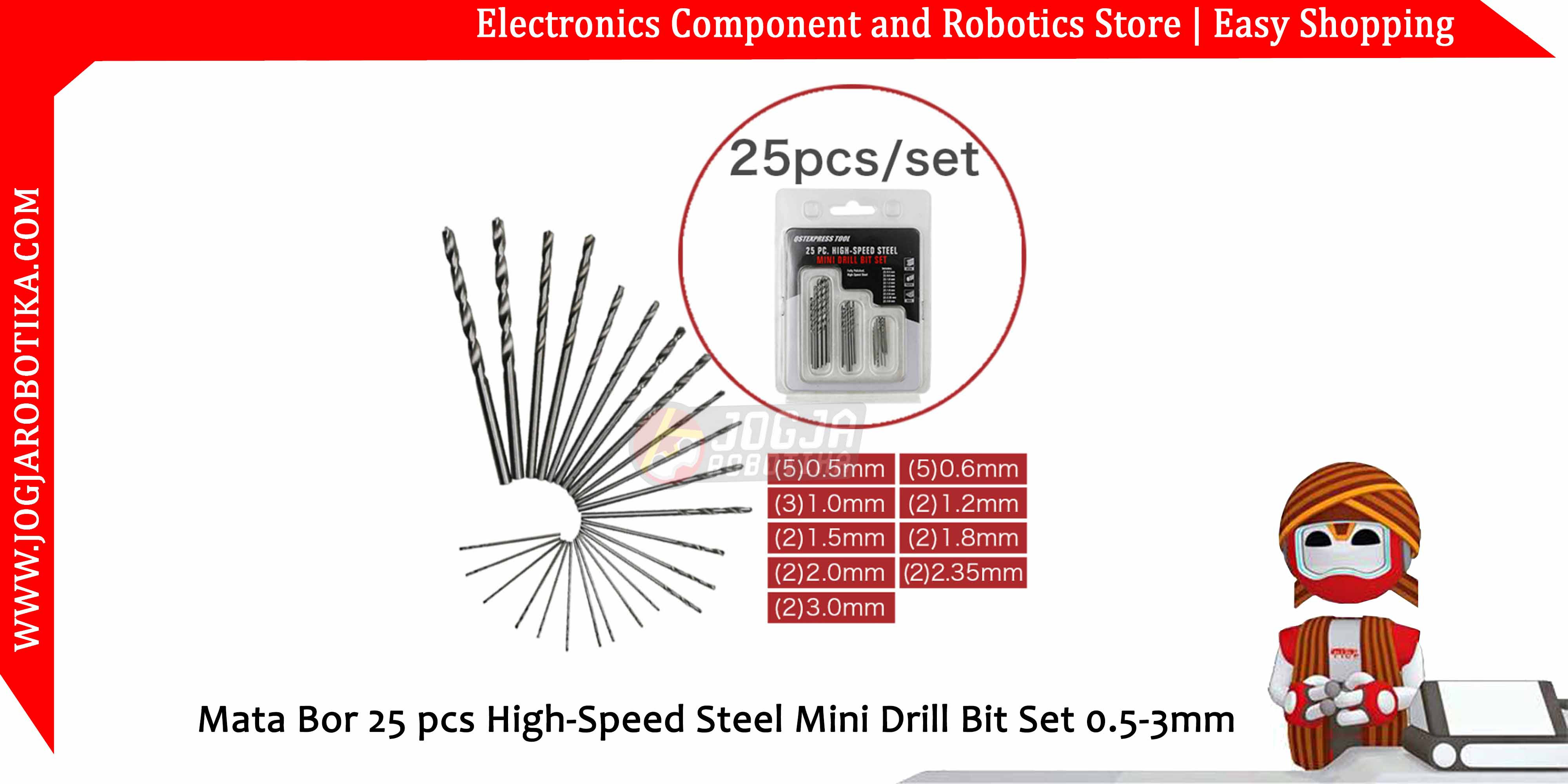 Mata Bor 25 pcs High-Speed Steel Mini Drill Bit Set 0.5-3mm