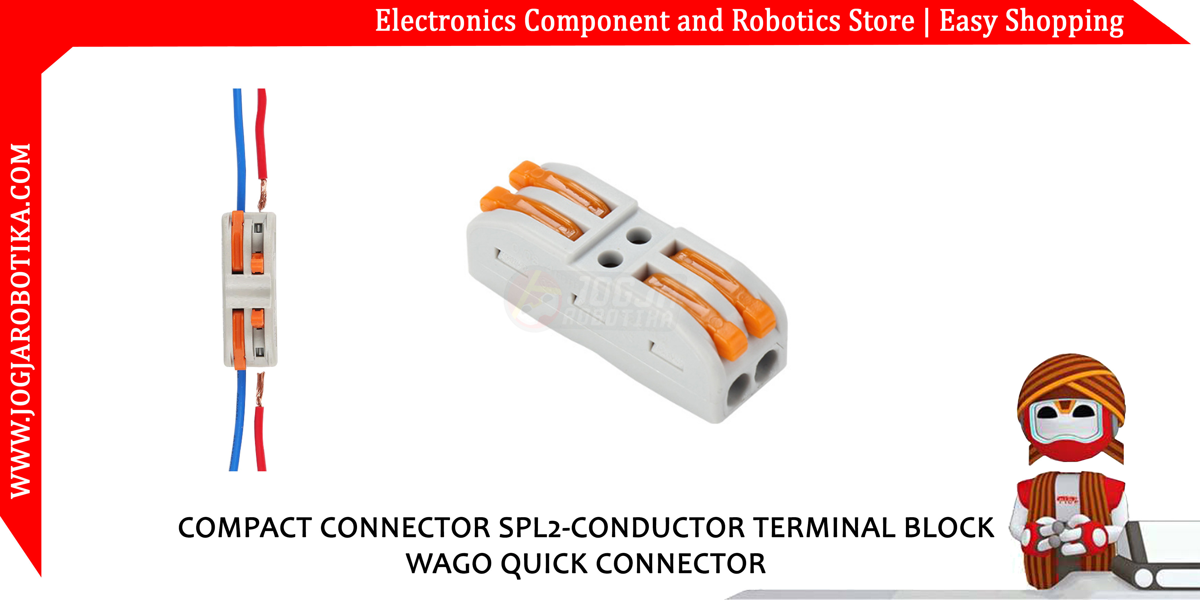 COMPACT CONNECTOR SPL-2 CONDUCTOR TERMINAL BLOCK WAGO QUICK CONNECTOR