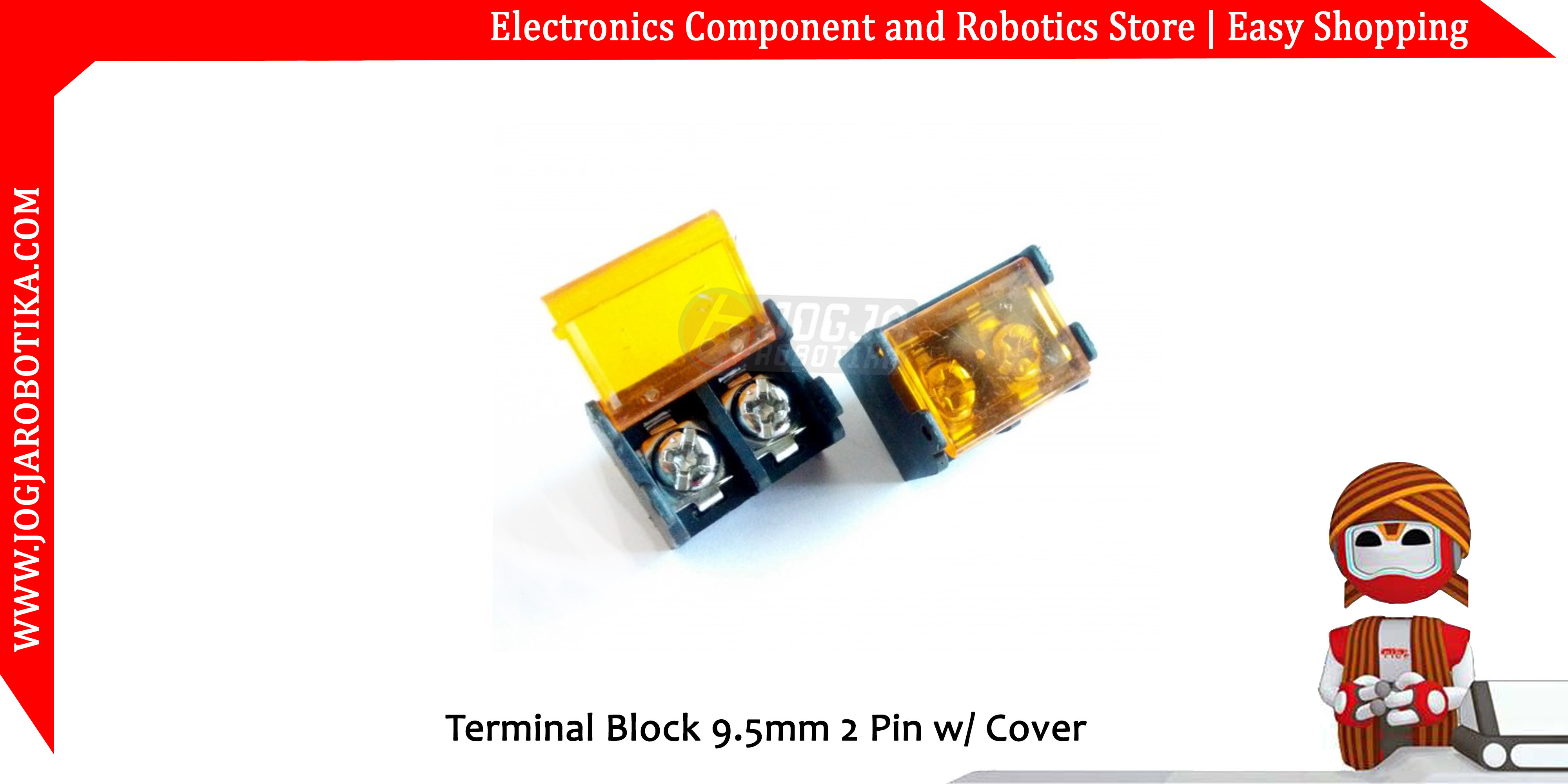 Terminal Block 9.5mm 2 Pin w/ Cover