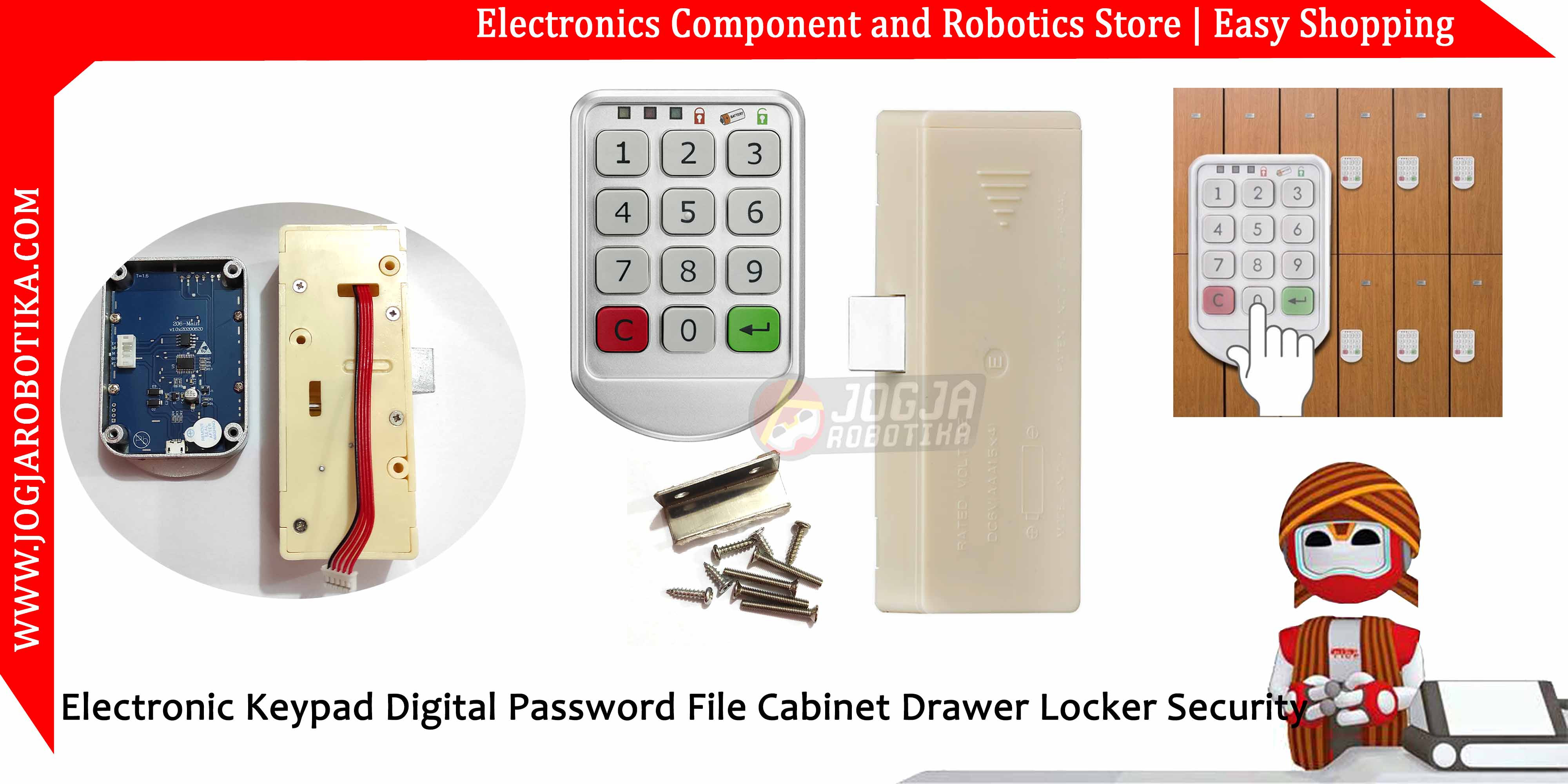 Electronic Keypad Digital Password File Cabinet Drawer Locker Security
