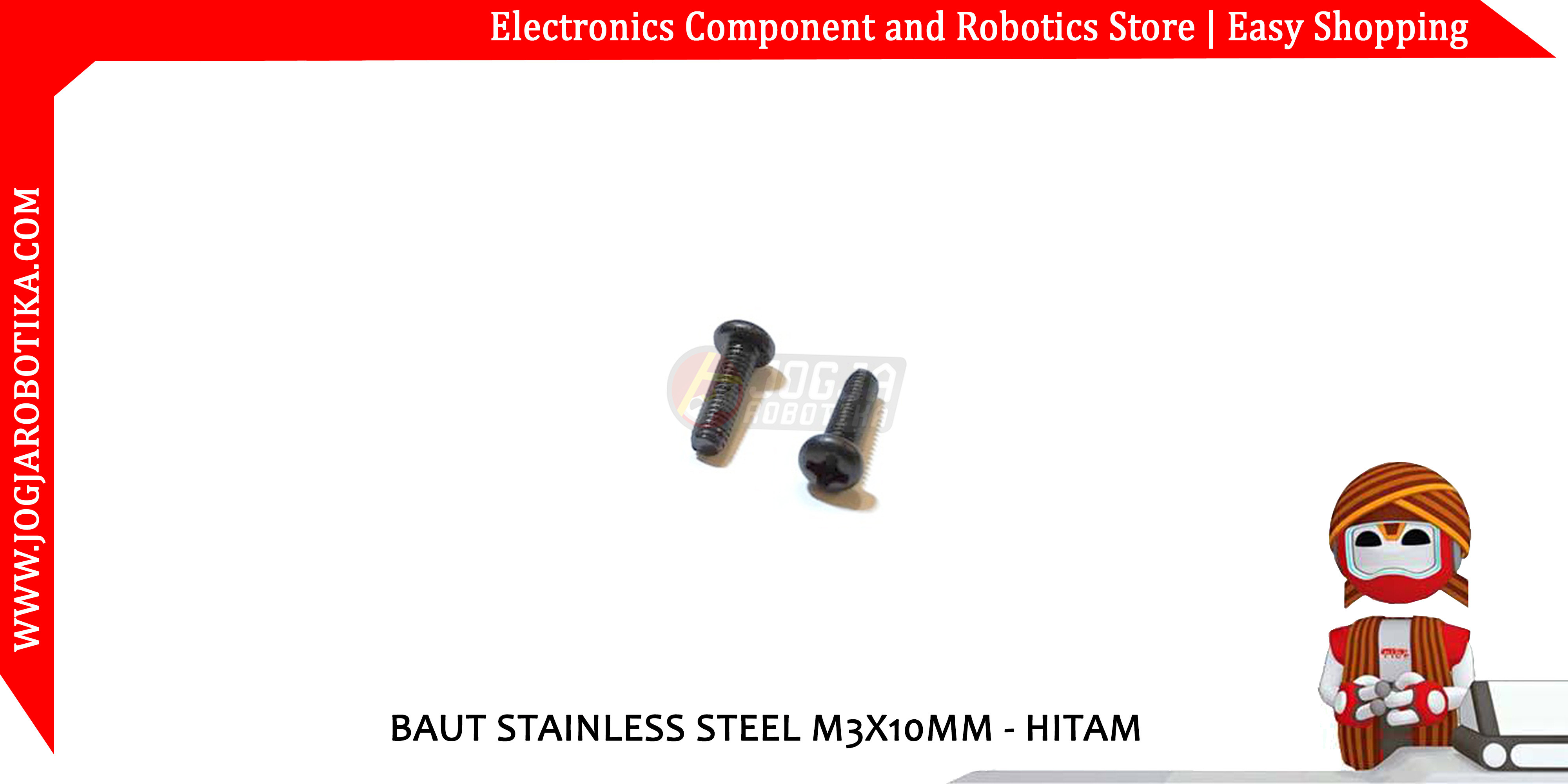 Baut Stainless Steel 304 M3x10mm - Hitam