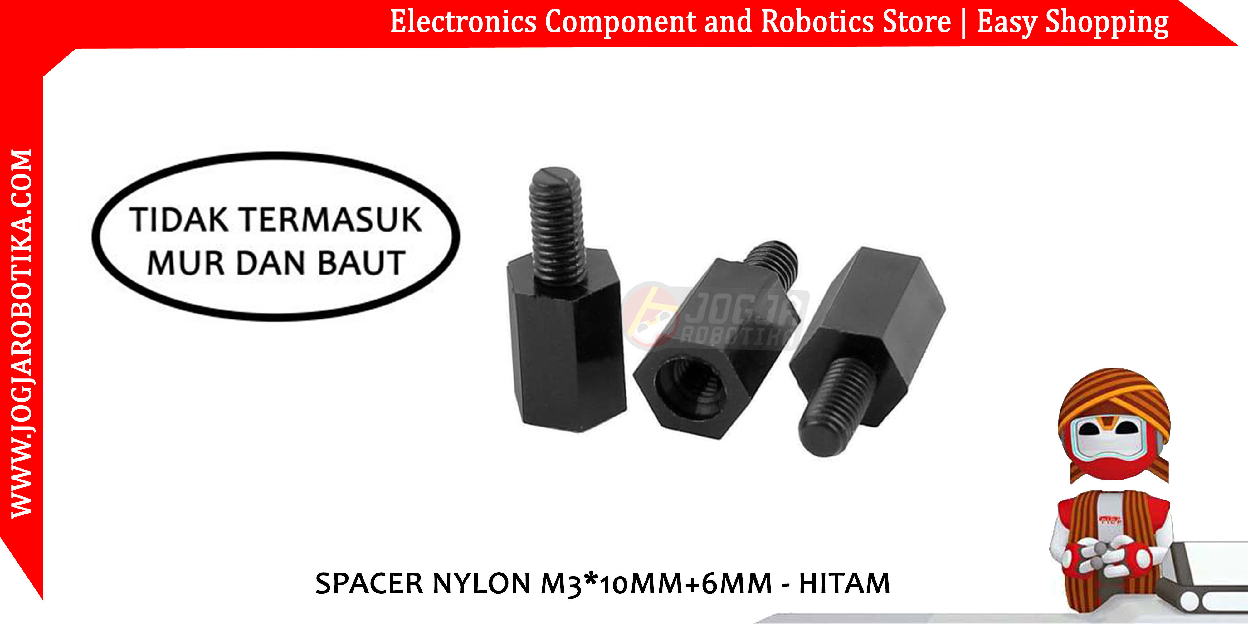 Spacer Nylon M3*10mm+6mm