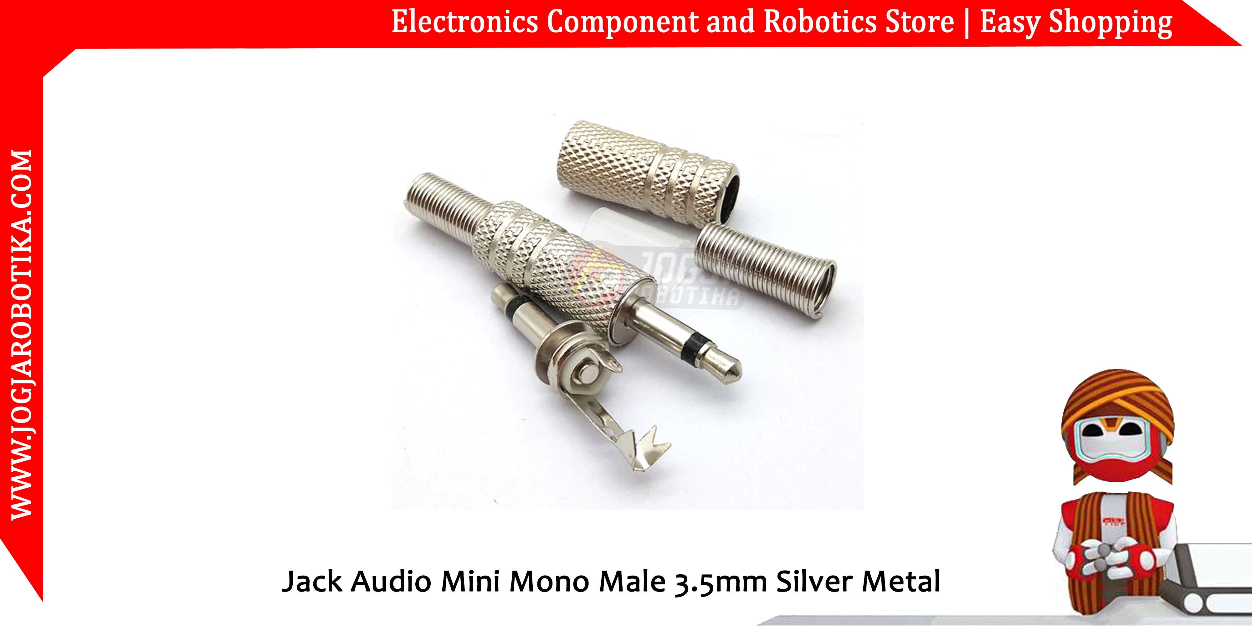 Jack Audio Mini Mono Male 3.5mm Silver Metal
