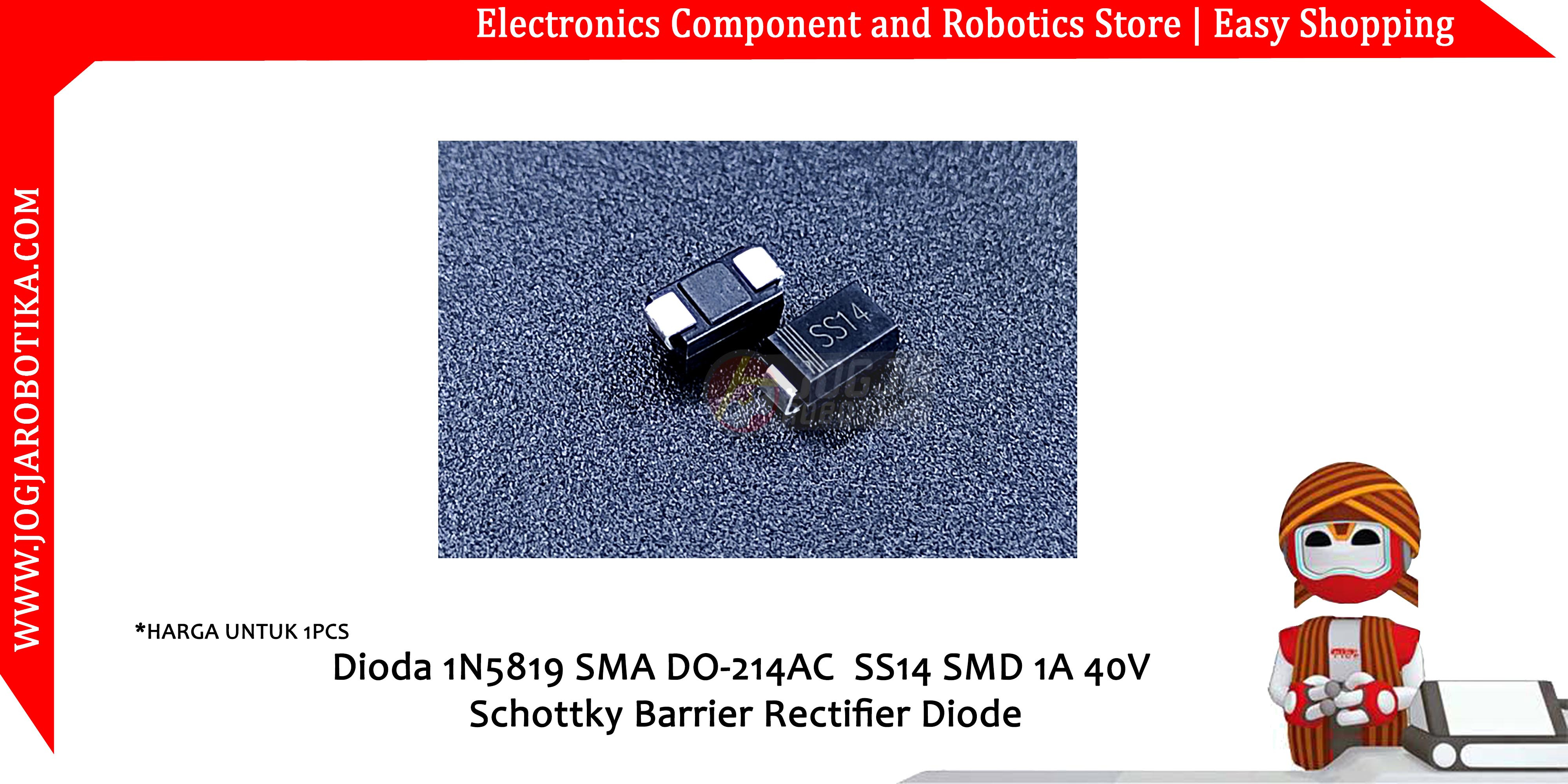 Dioda 1N5819 SMA DO-214AC  SS14 SMD 1A 40V Schottky Barrier Rectifier Diode
