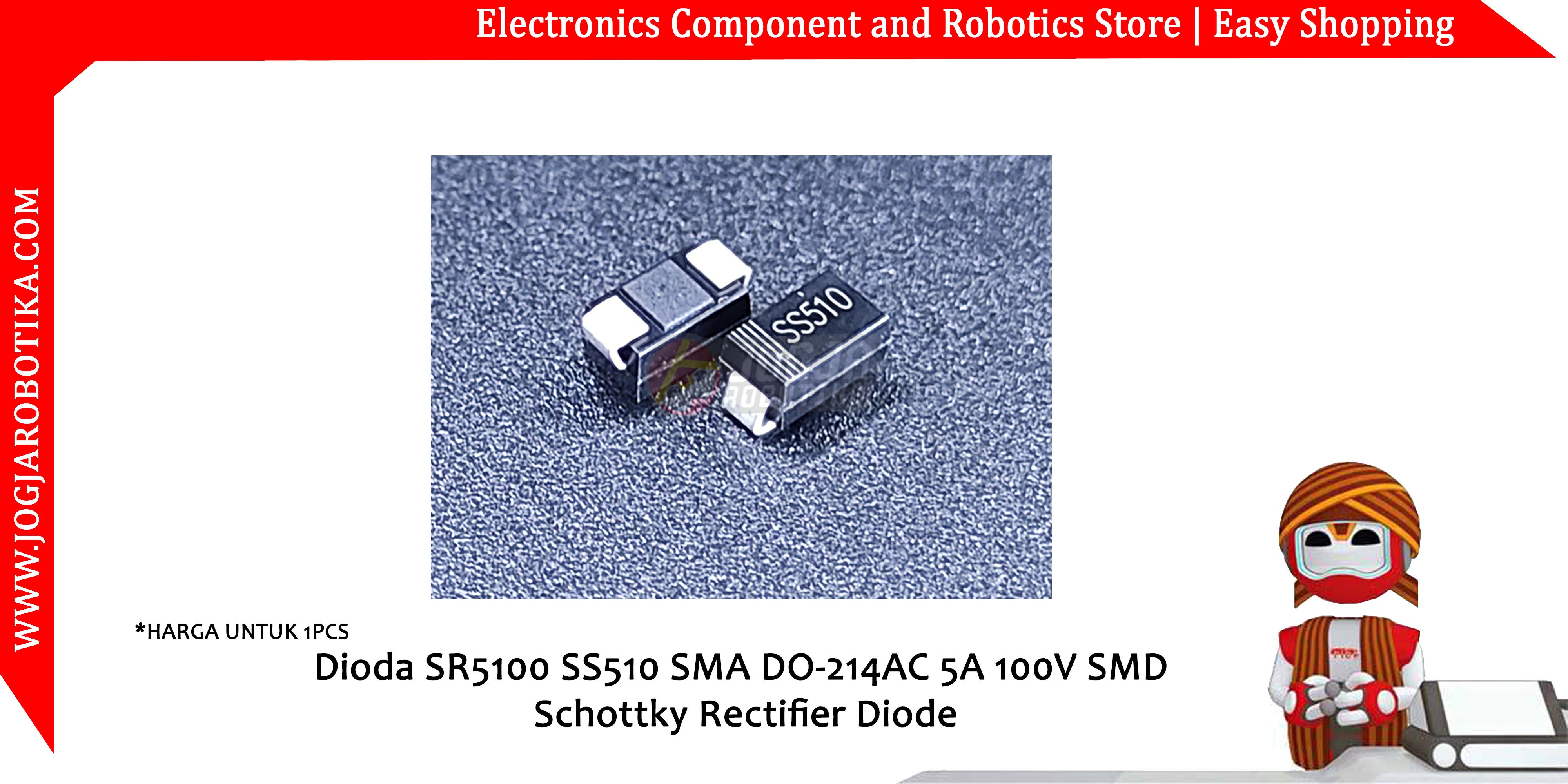 Dioda SR5100 SS510 SMA DO-214AC 5A 100V SMD Schottky Rectifier Diode