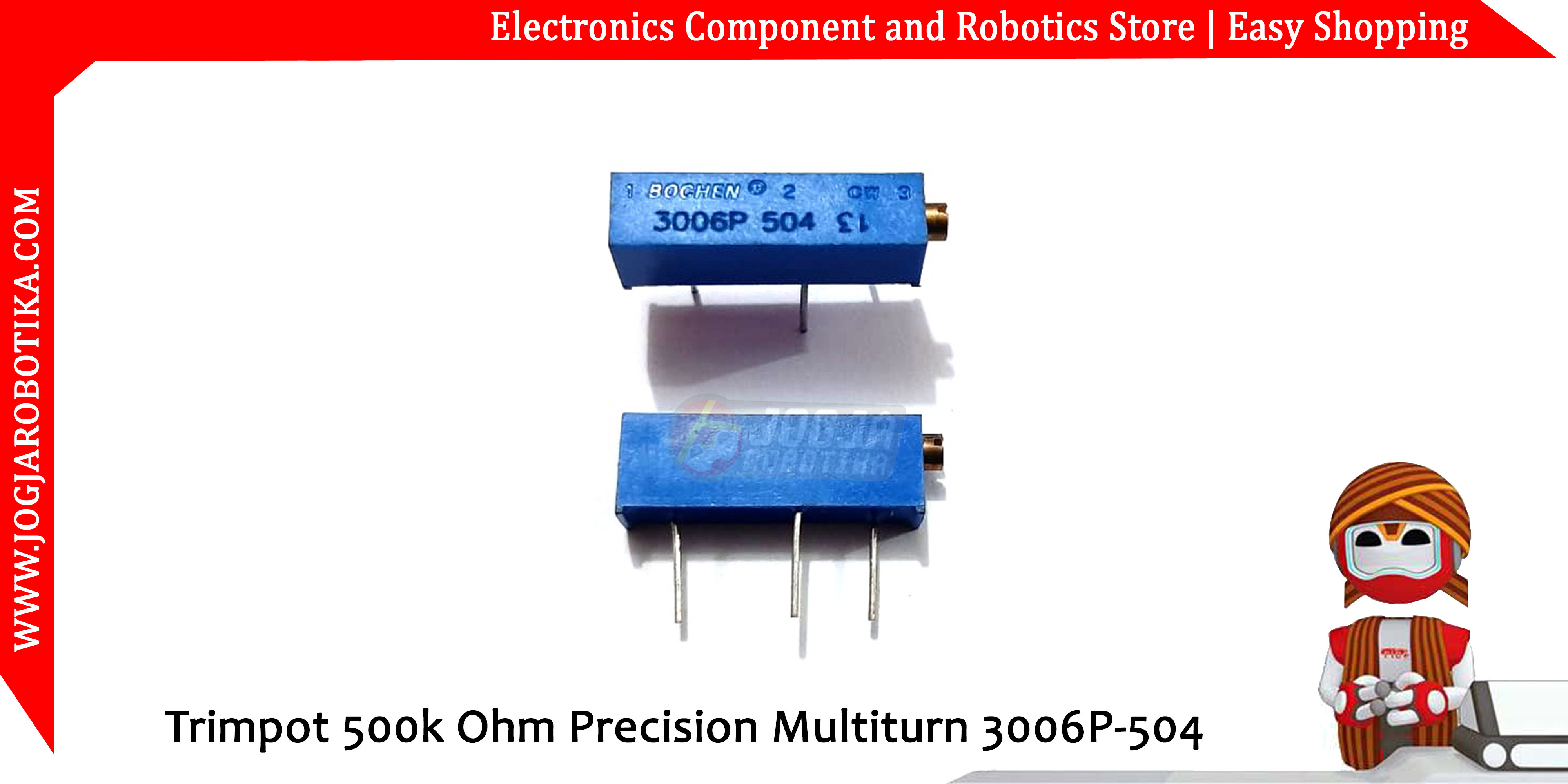 Trimpot 500k Ohm Precision Multiturn 3006P-504
