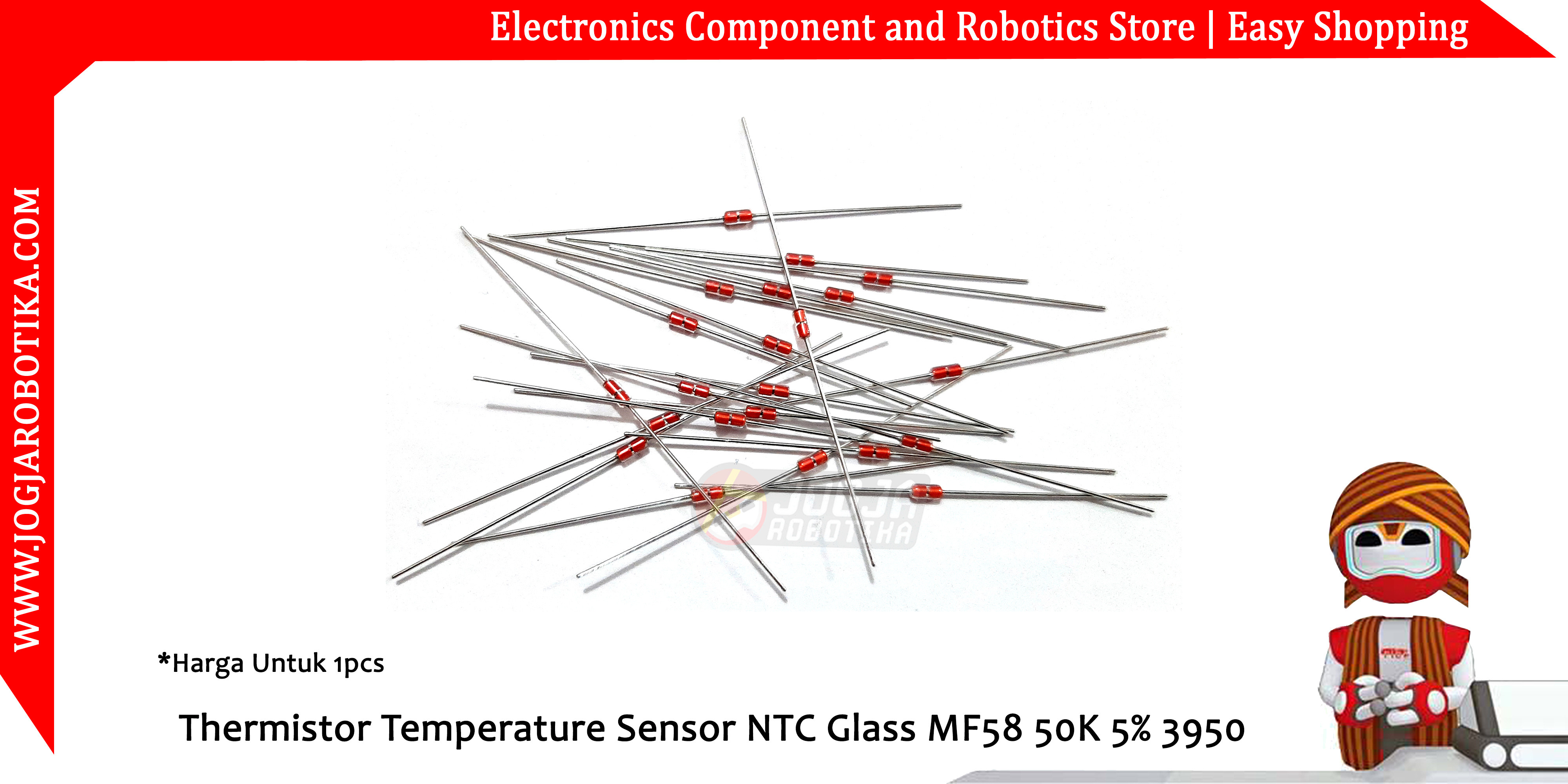 Thermistor Temperature Sensor NTC Glass MF58 50K 5% 3950