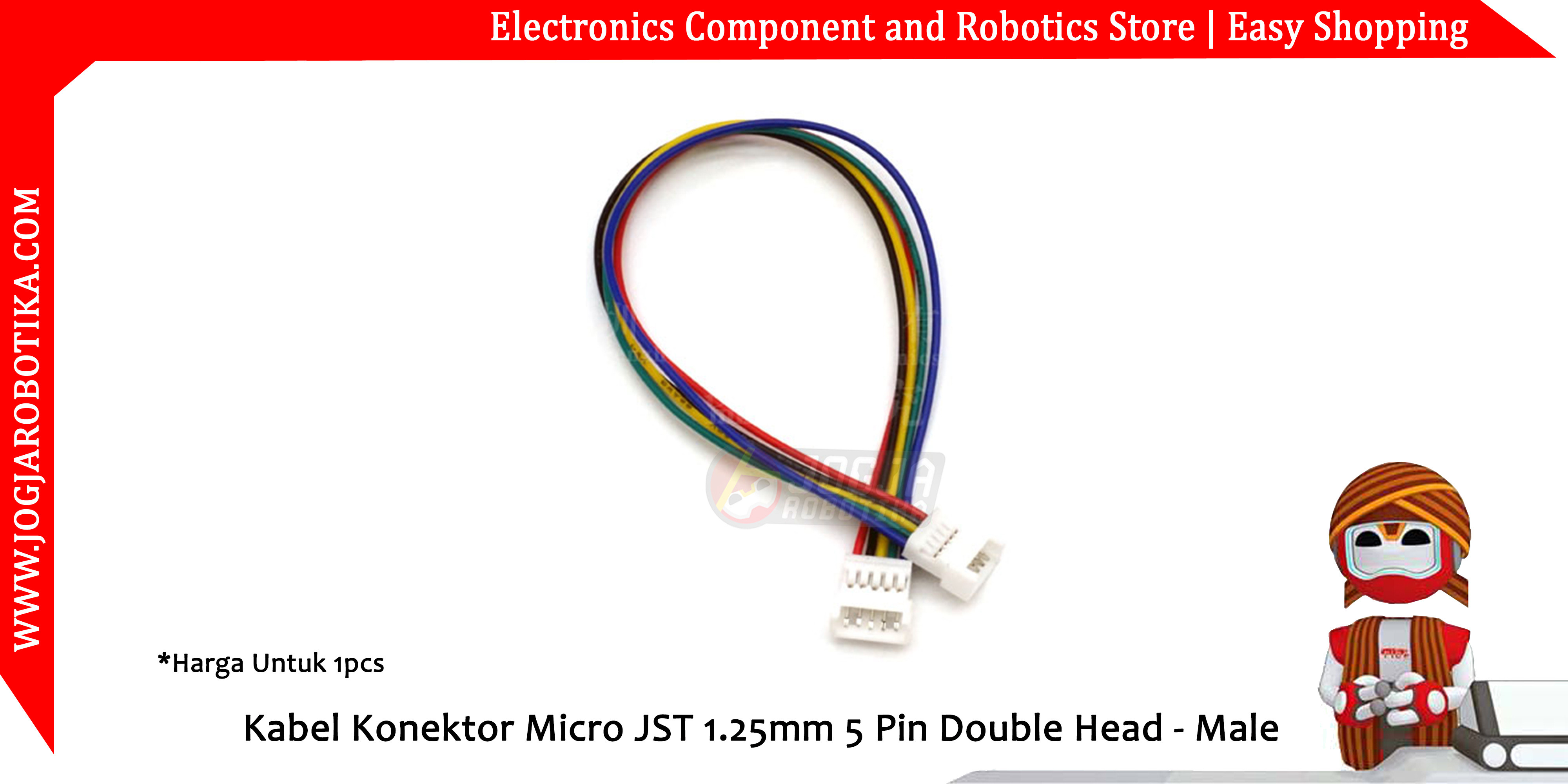Kabel Konektor Micro JST 1.25mm 5 Pin Double Head - Male