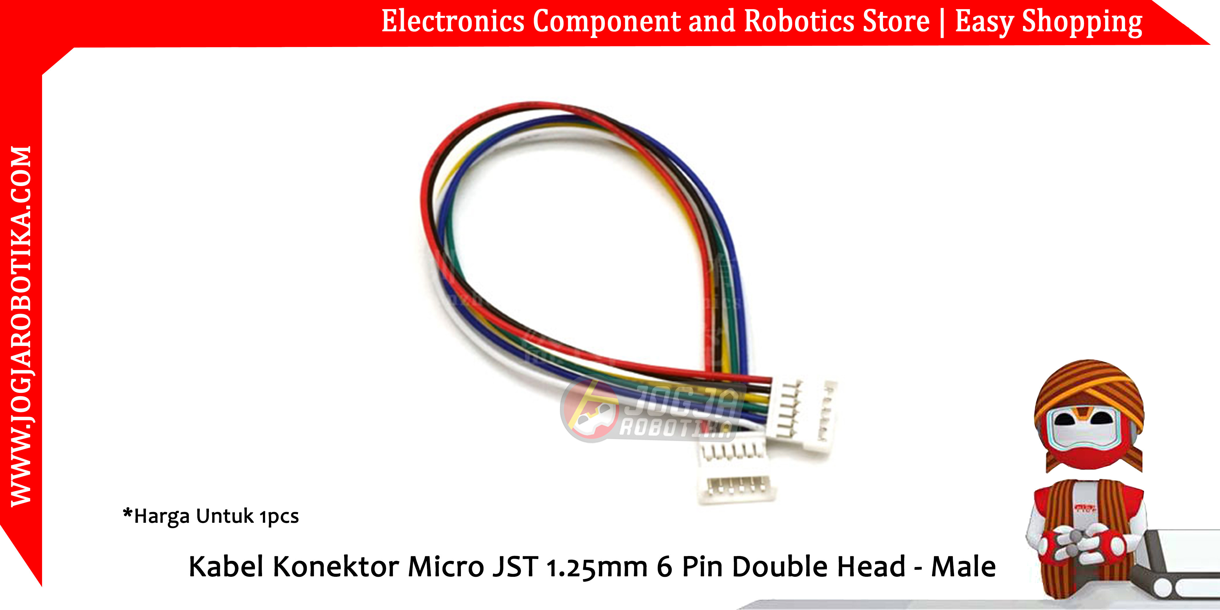 Kabel Konektor Micro JST 1.25mm 6 Pin Double Head - Male