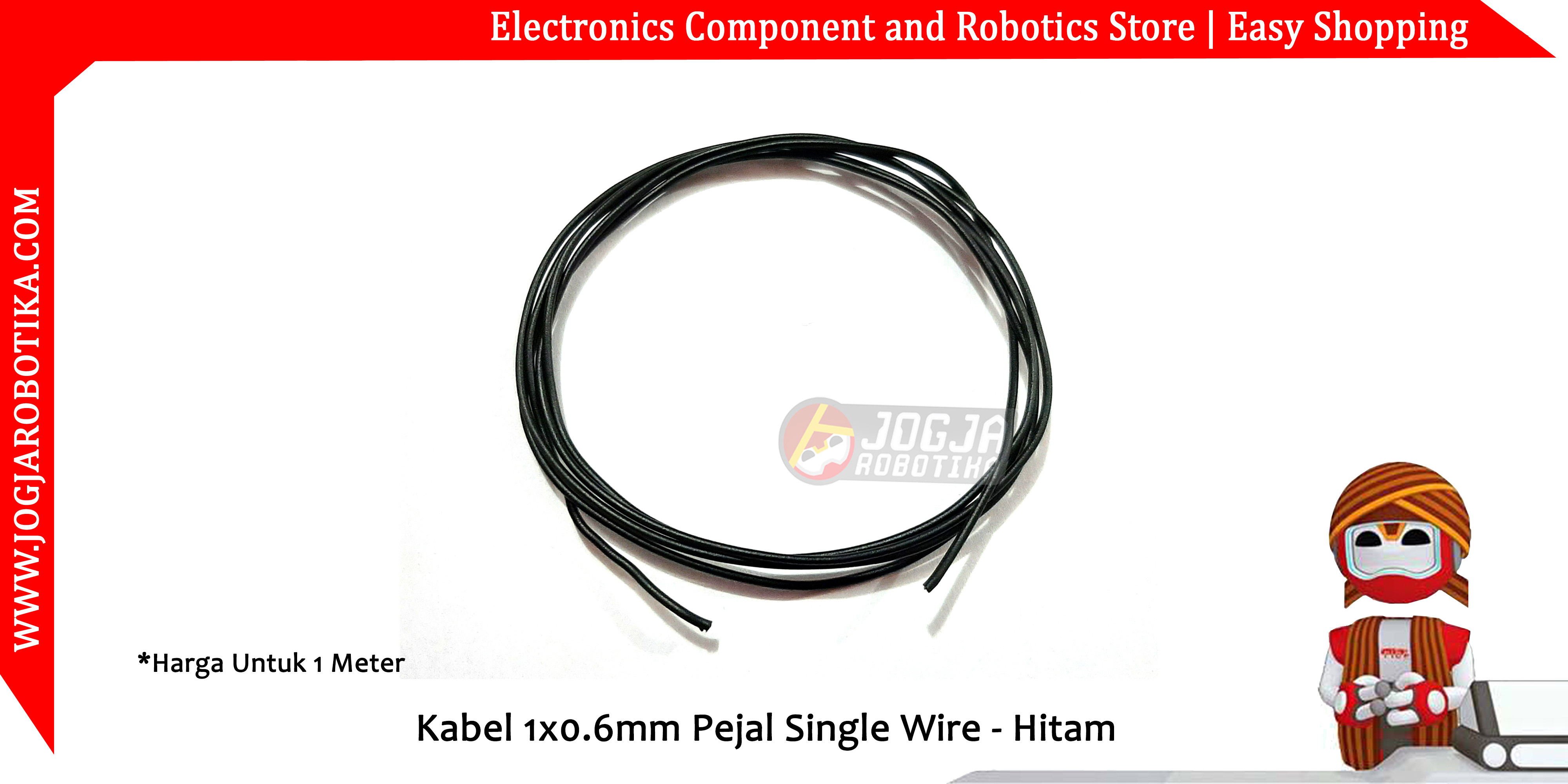 Kabel 1x0.6mm Pejal Single Wire - Hitam